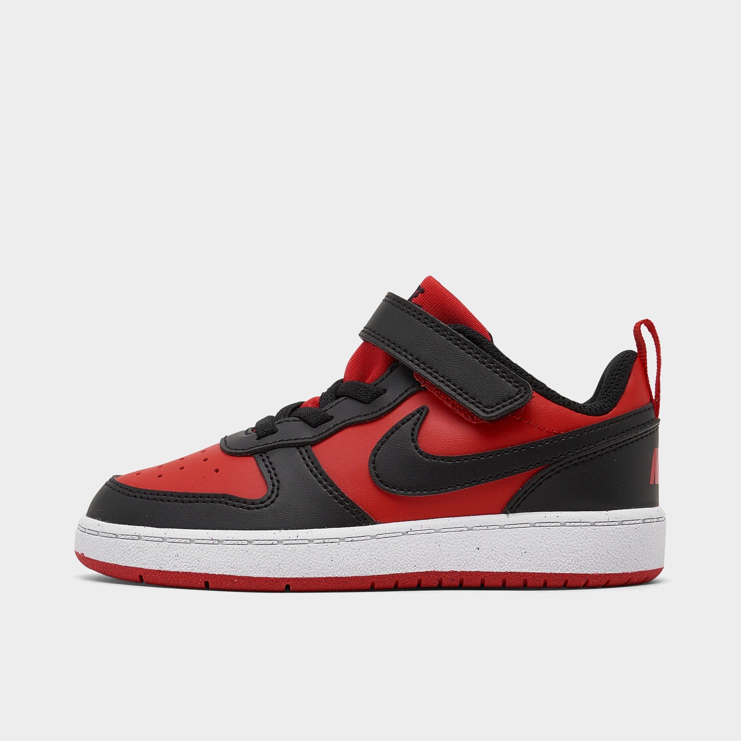Nike Kids' Toddler Court Borough Low Recraft Stretch Lace Casual Shoes In University Red/black/white