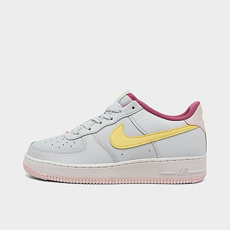 Nike Big Kids' Air Force 1 Low Casual Shoes In Football Grey/cosmic Fuchsia/pearl Pink/citron Tint