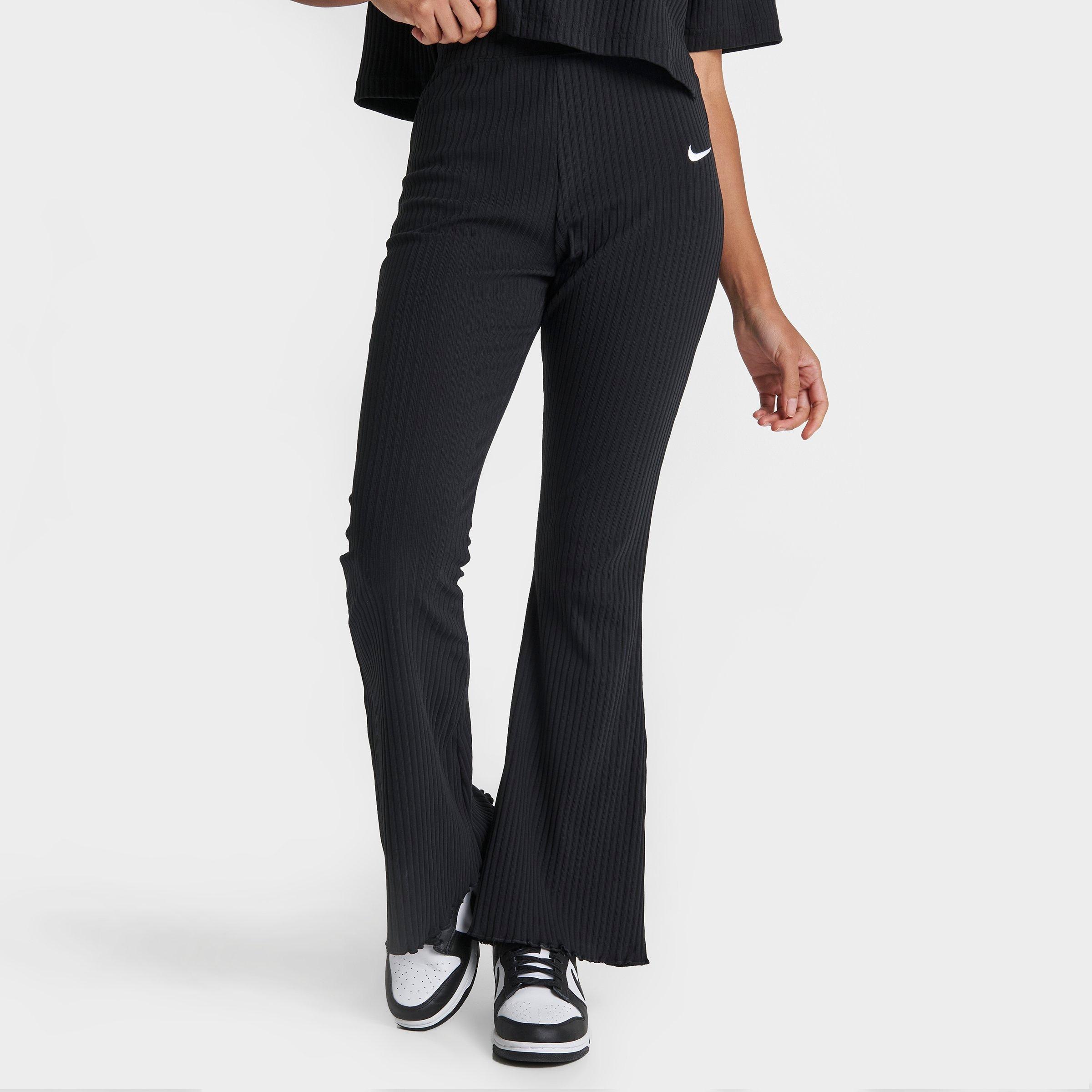Nike Women's Sportswear High-waisted Wide Leg Ribbed Jersey Pants In Black/white