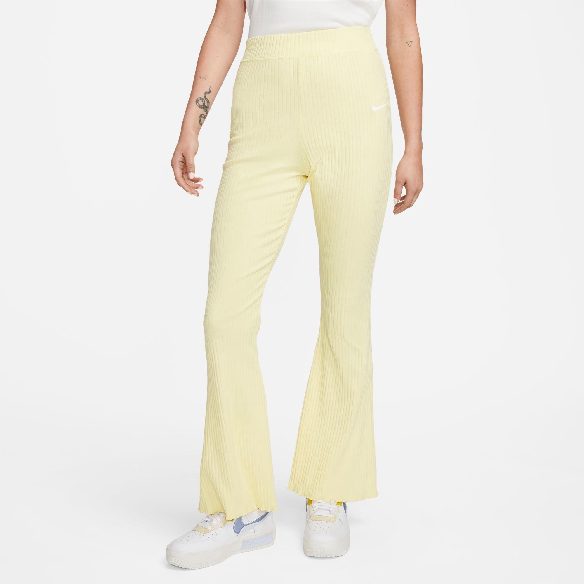 Nike Sportswear High-waisted Ribbed Jersey Flared Pants in White