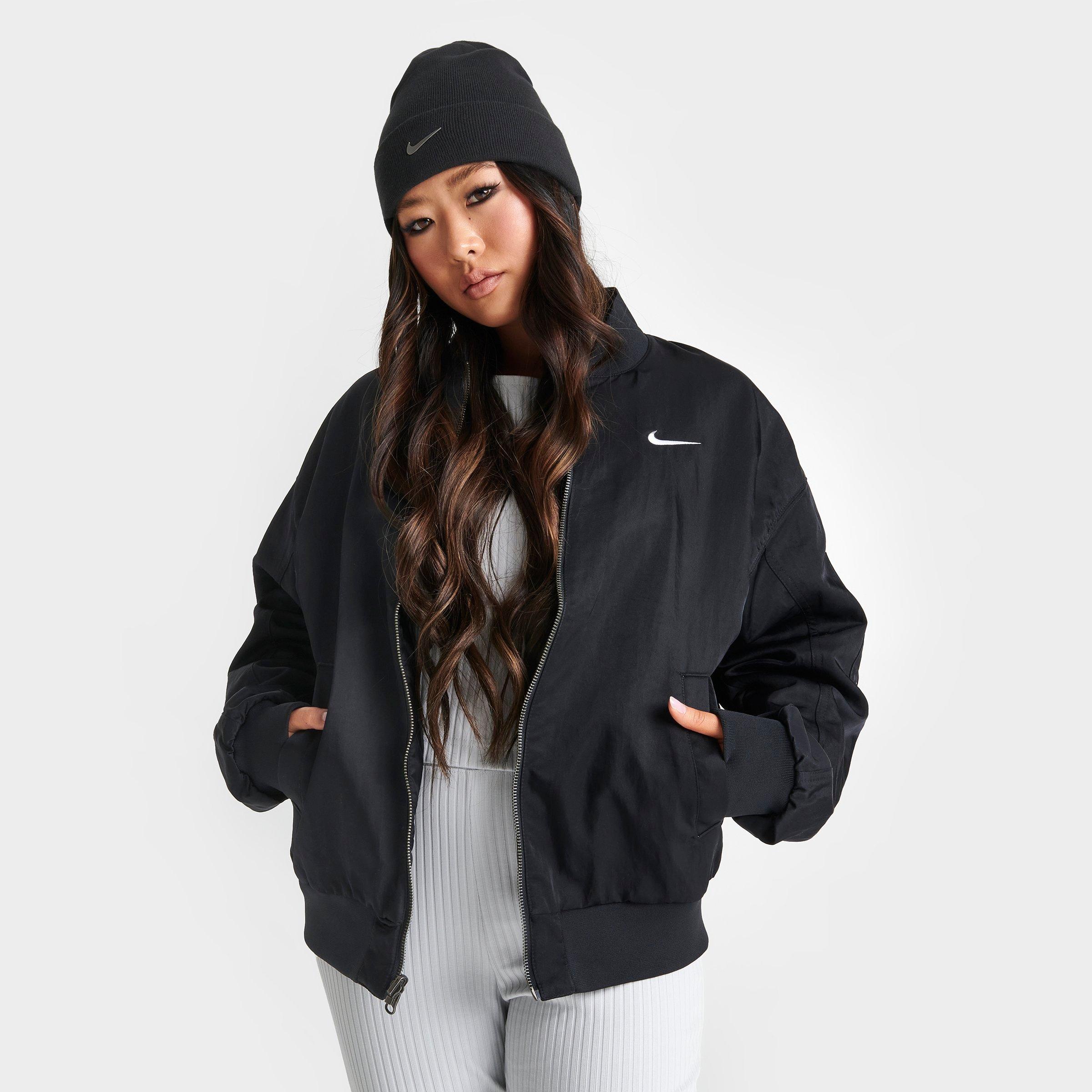 Nike Reversible Varsity Bomber Jacket In Black In Black/black/white