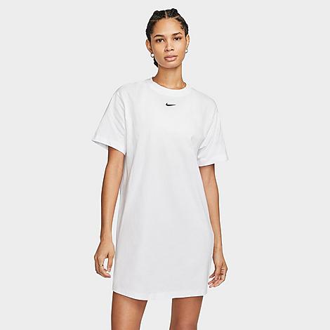 Shop Nike Women's Sportswear Essential Short-sleeve T-shirt Dress In White/black