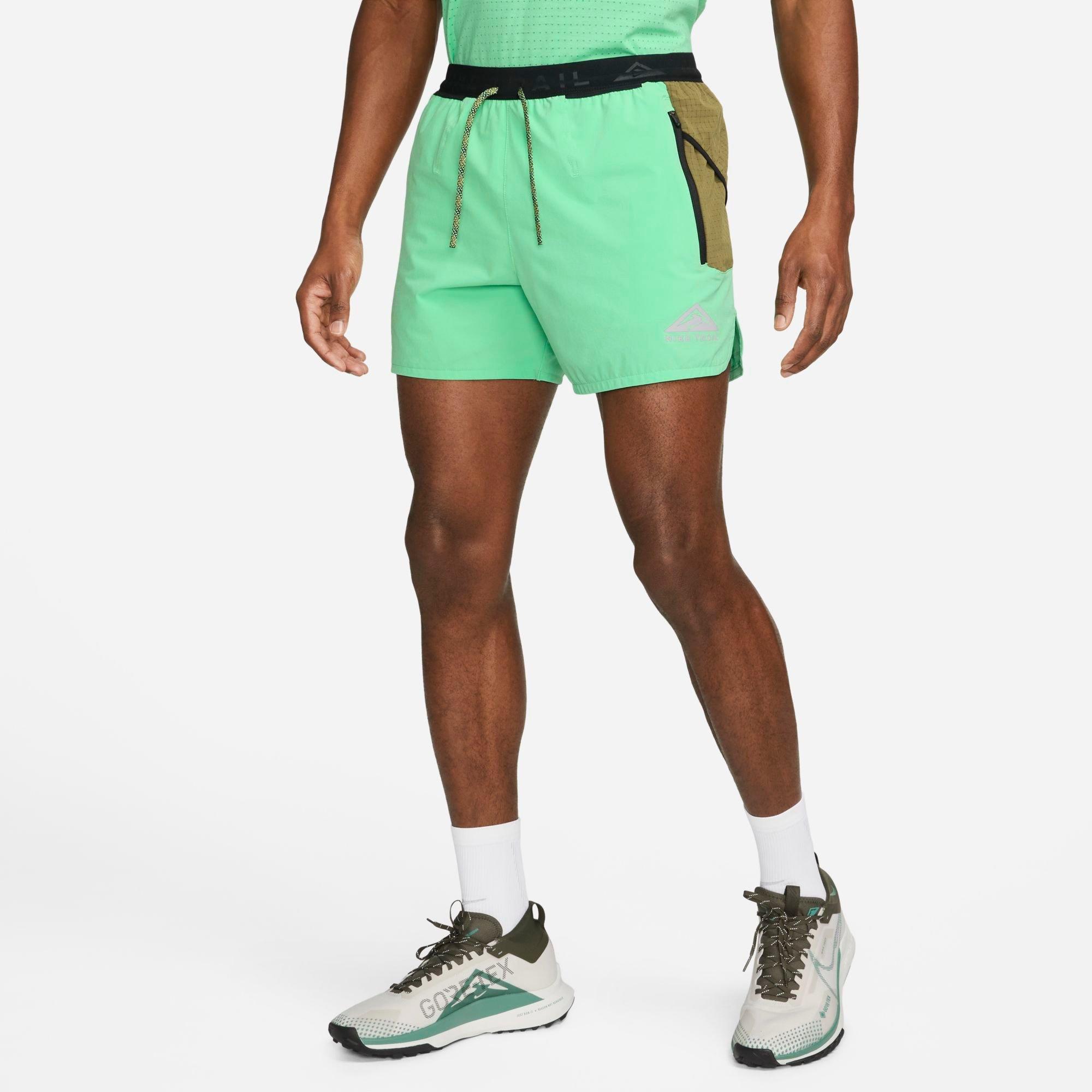 Nike Men's Trail Second Sunrise Dri-fit 5" Brief-lined Running Shorts In Spring Green/olive Flak/white