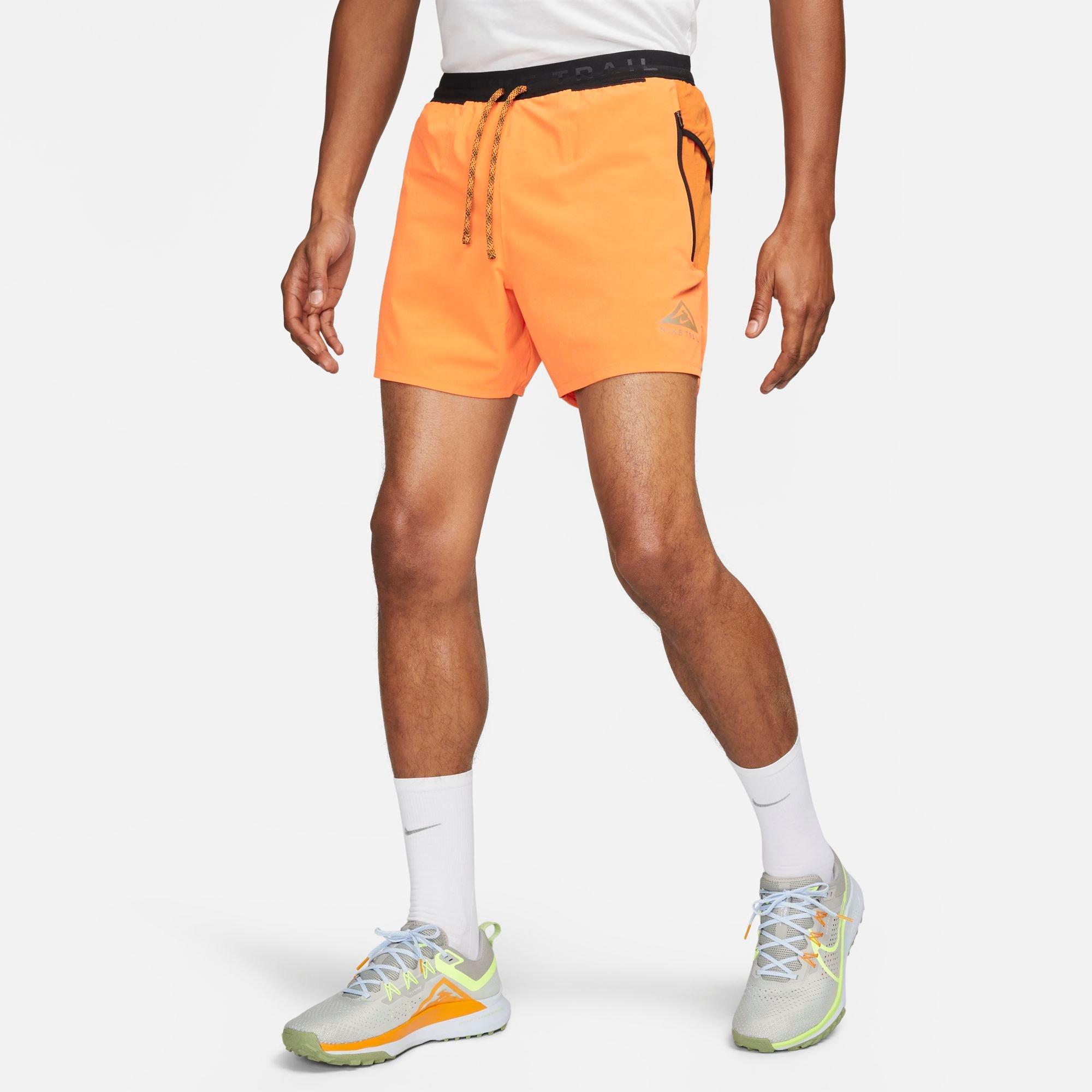 Nike Men's Trail Second Sunrise Dri-fit 5" Brief-lined Running Shorts In Bright Mandarin/monarch/olive Flak