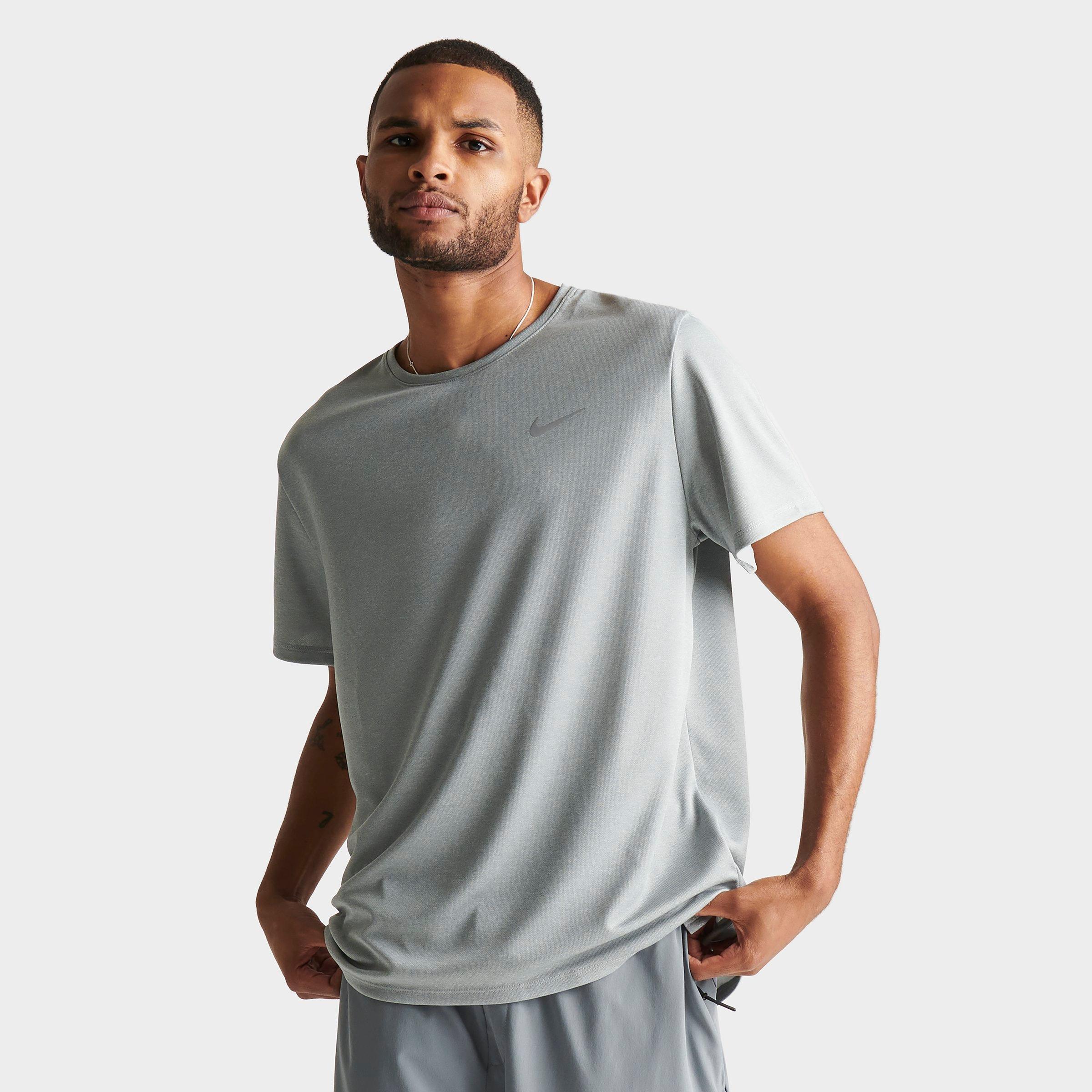 Nike Men's Miler Dri-fit Uv Short-sleeve Running Top In Particle Grey/grey Fog/heather