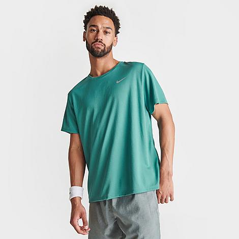 Nike Men's Dri-fit Uv Miler Short-sleeve Running Top In Mineral Teal/reflective Silver