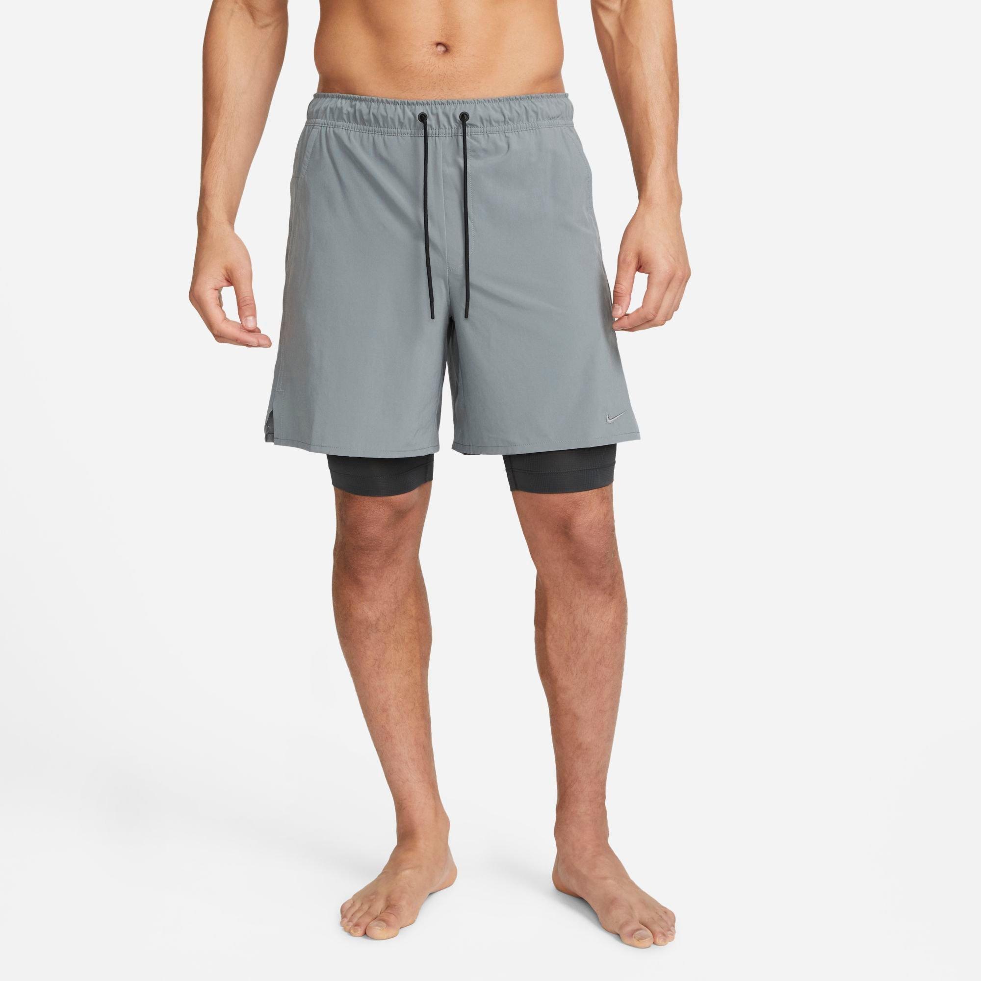 Nike Men's Unlimited Dri-fit 7" 2-in-1 Versatile Shorts In Smoke Grey/dark Smoke Grey/black/smoke Grey