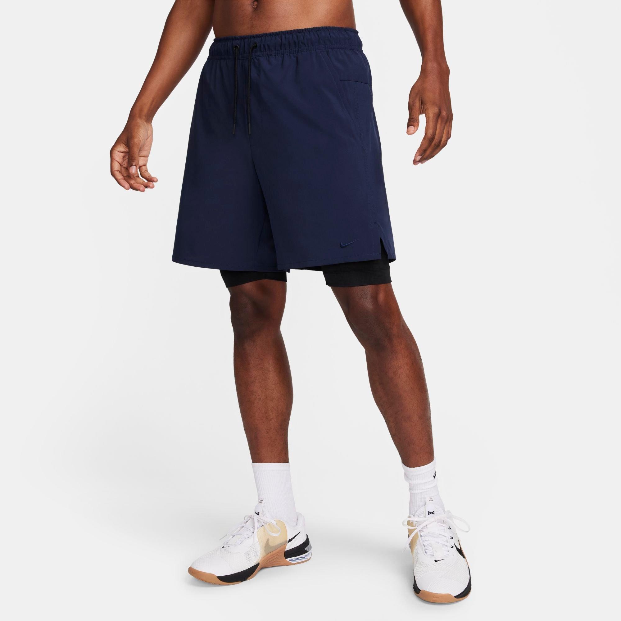Shop Nike Men's Unlimited Dri-fit 2-in-1 7" Versatile Shorts In Obsidian/black/black/obsidian