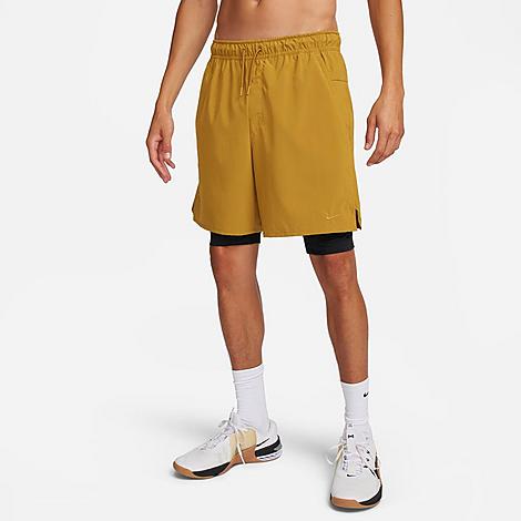 Nike Men's Unlimited Dri-fit 7" 2-in-1 Versatile Shorts In Bronzine/black/bronzine/bronzine