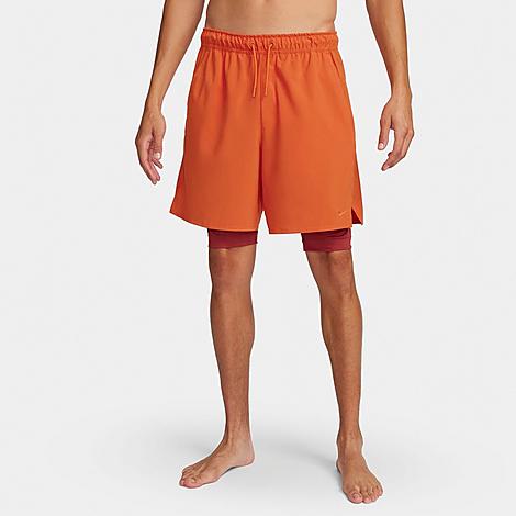 Nike Men's Unlimited Dri-fit 2-in-1 7" Versatile Shorts In Campfire Orange/rugged Orange/campfire Orange/campfire Orange