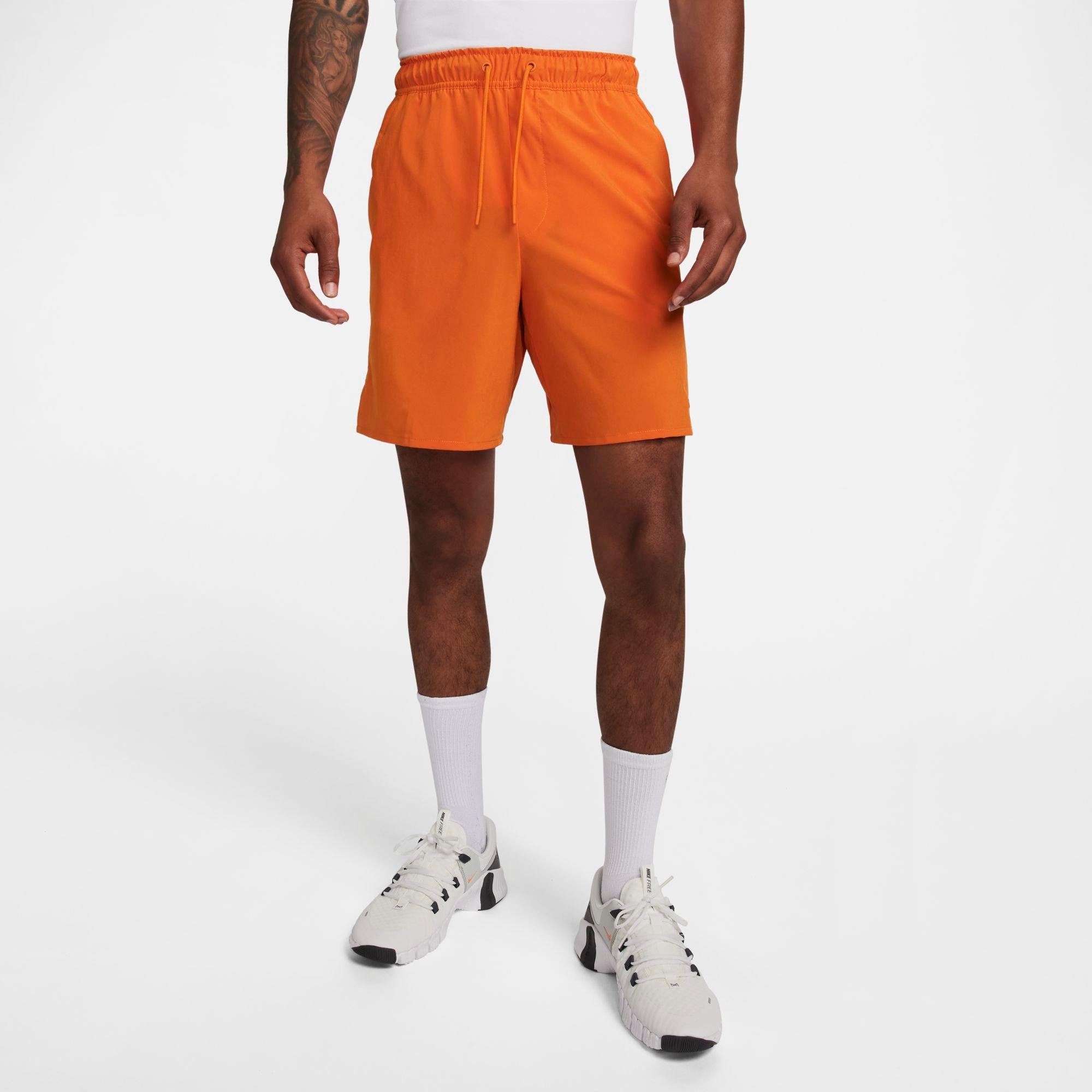 Nike Dri-fit Unlimited 7-inch Unlined Athletic Shorts In Campfire Orange/campfire Orange/campfire Orange