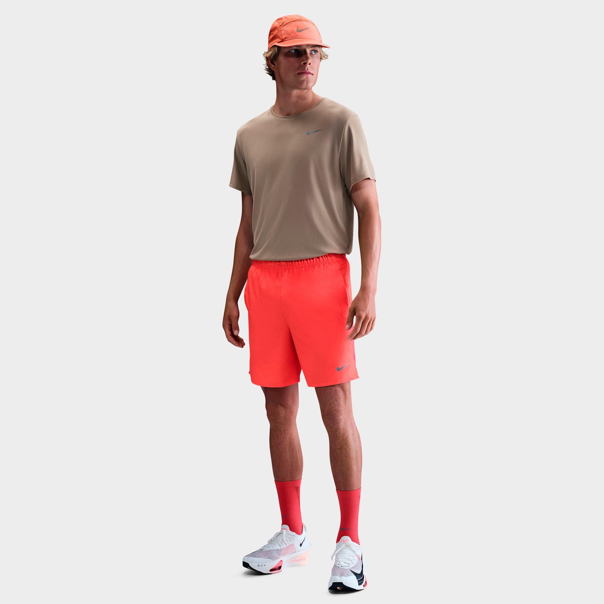 Nike Men's Dri-FIT Challenger Brief-Lined 7" Running Shorts in Bright Crimson/Bright Crimson/Black Size: XS