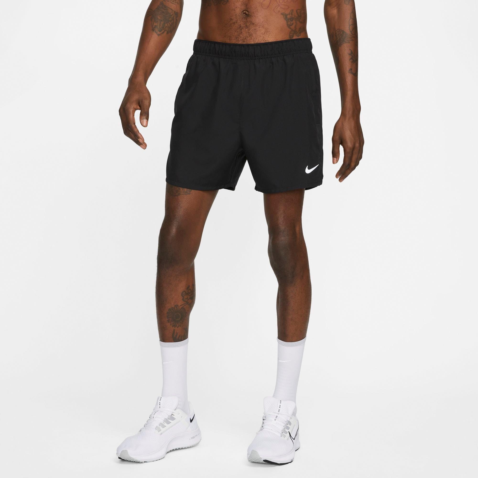 Nike Men's Dri-FIT Challenger 5" Brief-Lined Training Shorts in Black/Black Size XL 100% Polyester