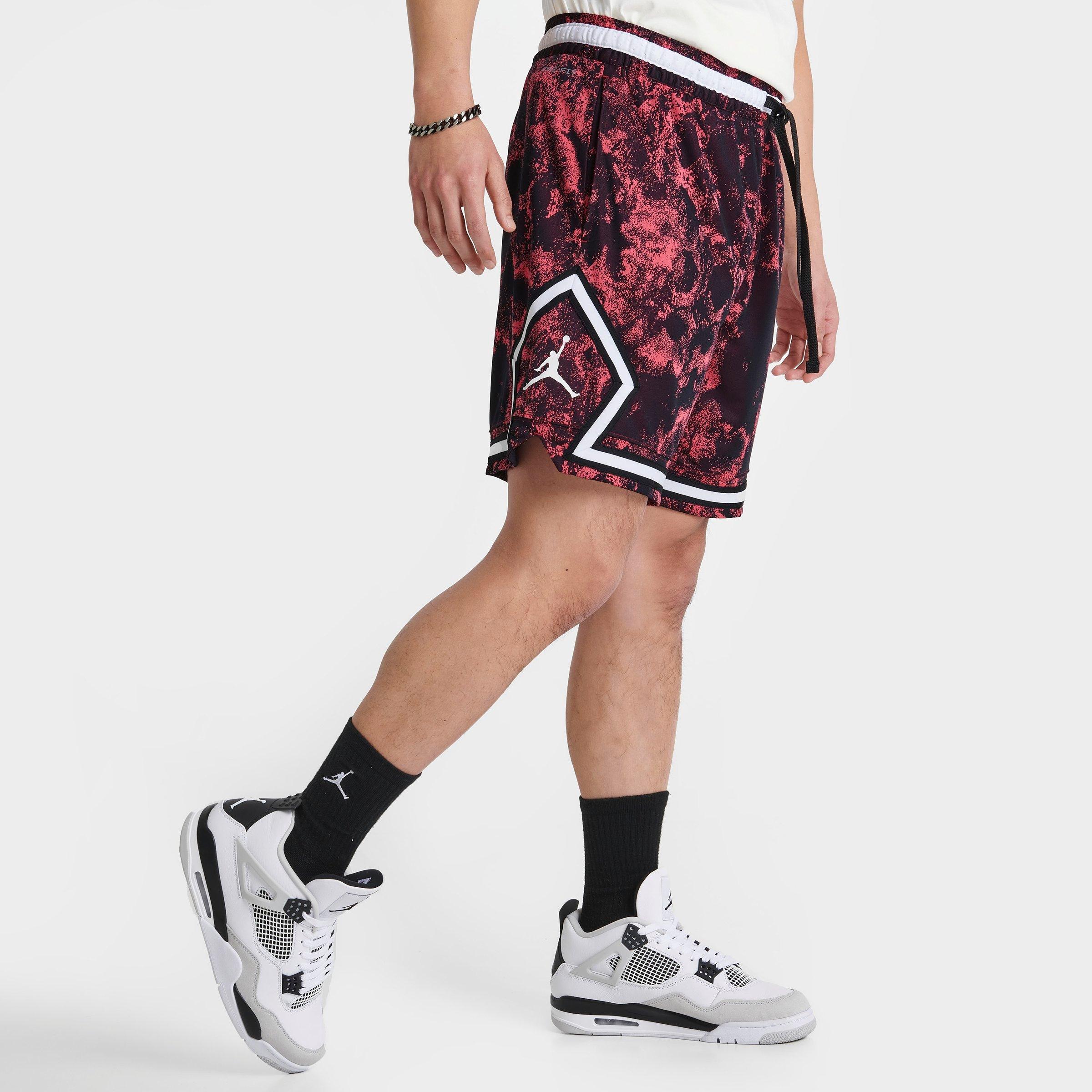 Nike Jordan Men's Dri-fit Sport Diamond Pattern Woven Basketball Shorts In Gym Red/black