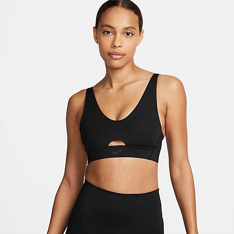 Shop Nike Women's Dri-fit Indy Plunge Cutout Bra In Black/dark Smoke Grey