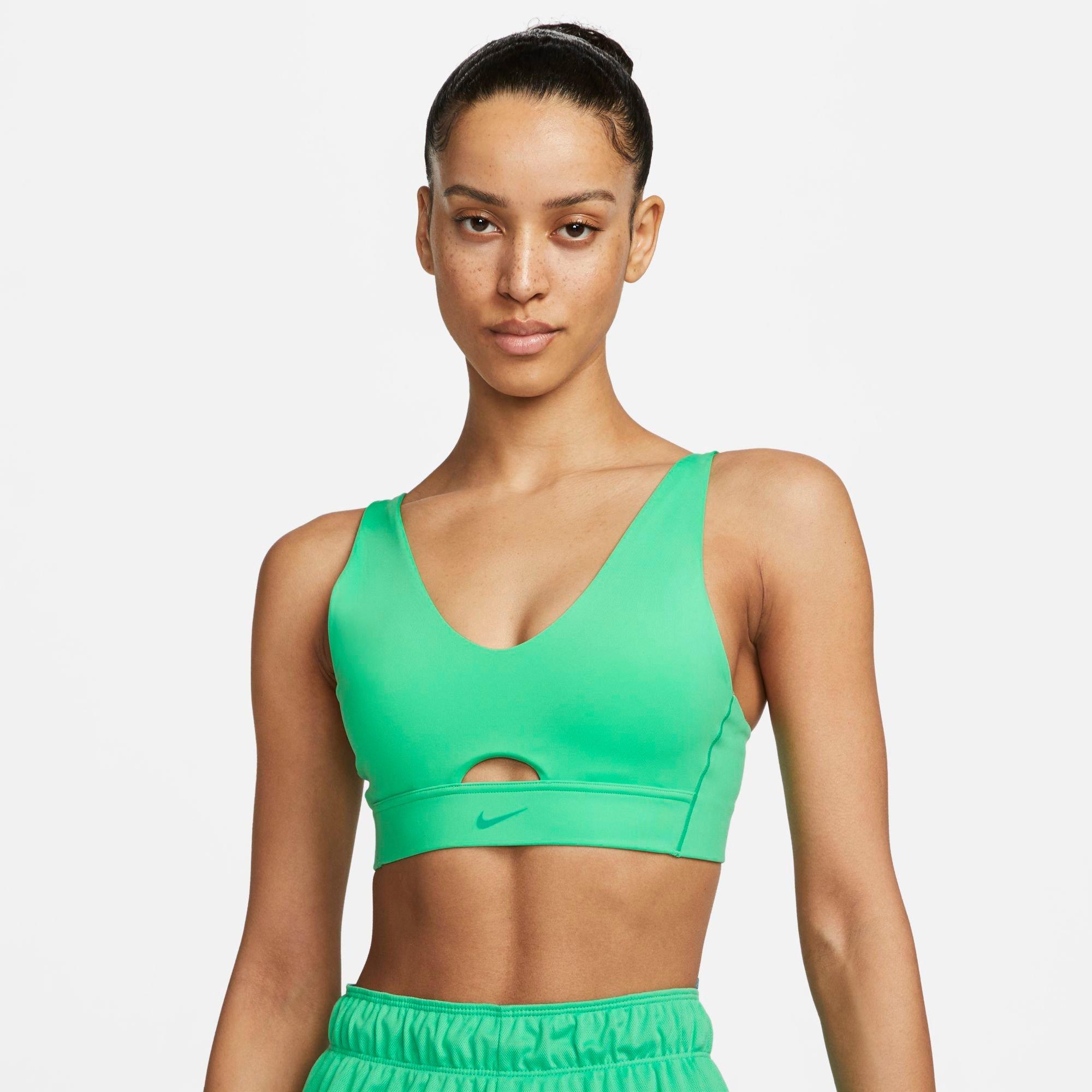 Nike Women's Dri-fit Indy Plunge Cutout Bra In Spring Green/stadium Green