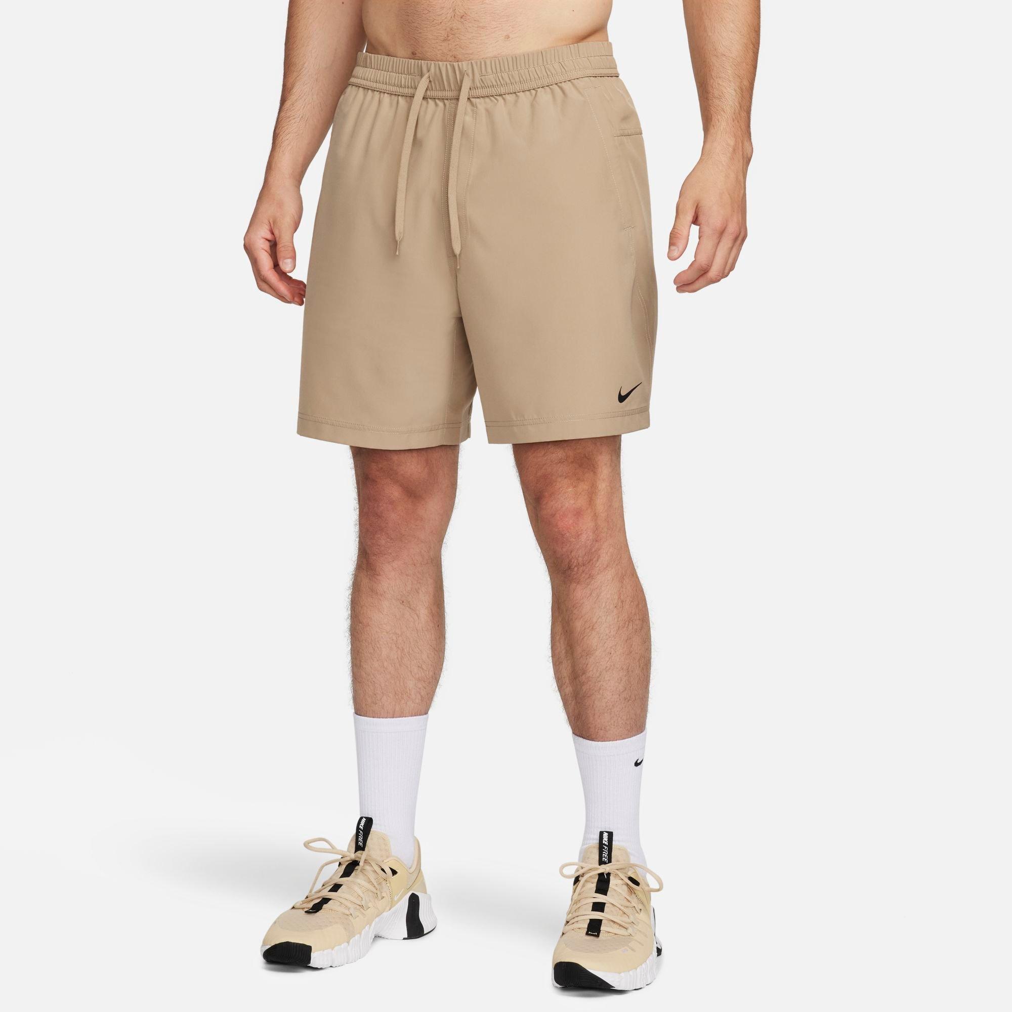 Nike Men's Form Dri-FIT Unlined 7" Versatile Shorts in Beige/Khaki Size Large Polyester