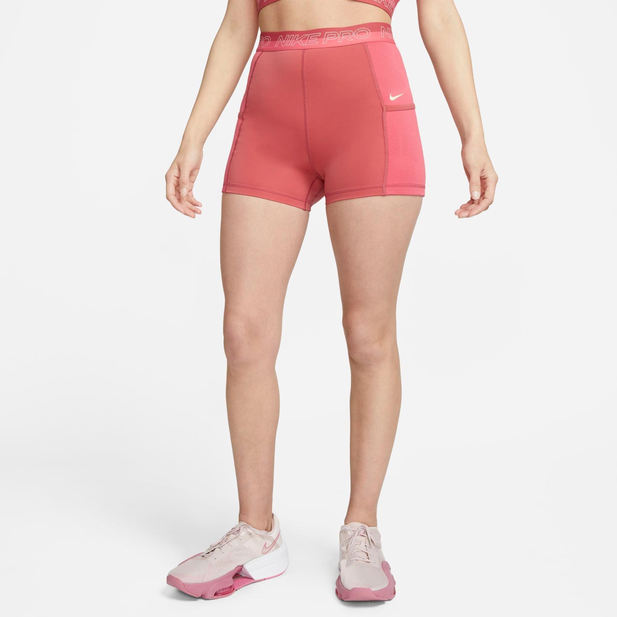Nike Women's  Pro High-waisted 3" Training Shorts With Pockets In Adobe/sea Coral/coconut Milk/coconut Milk 