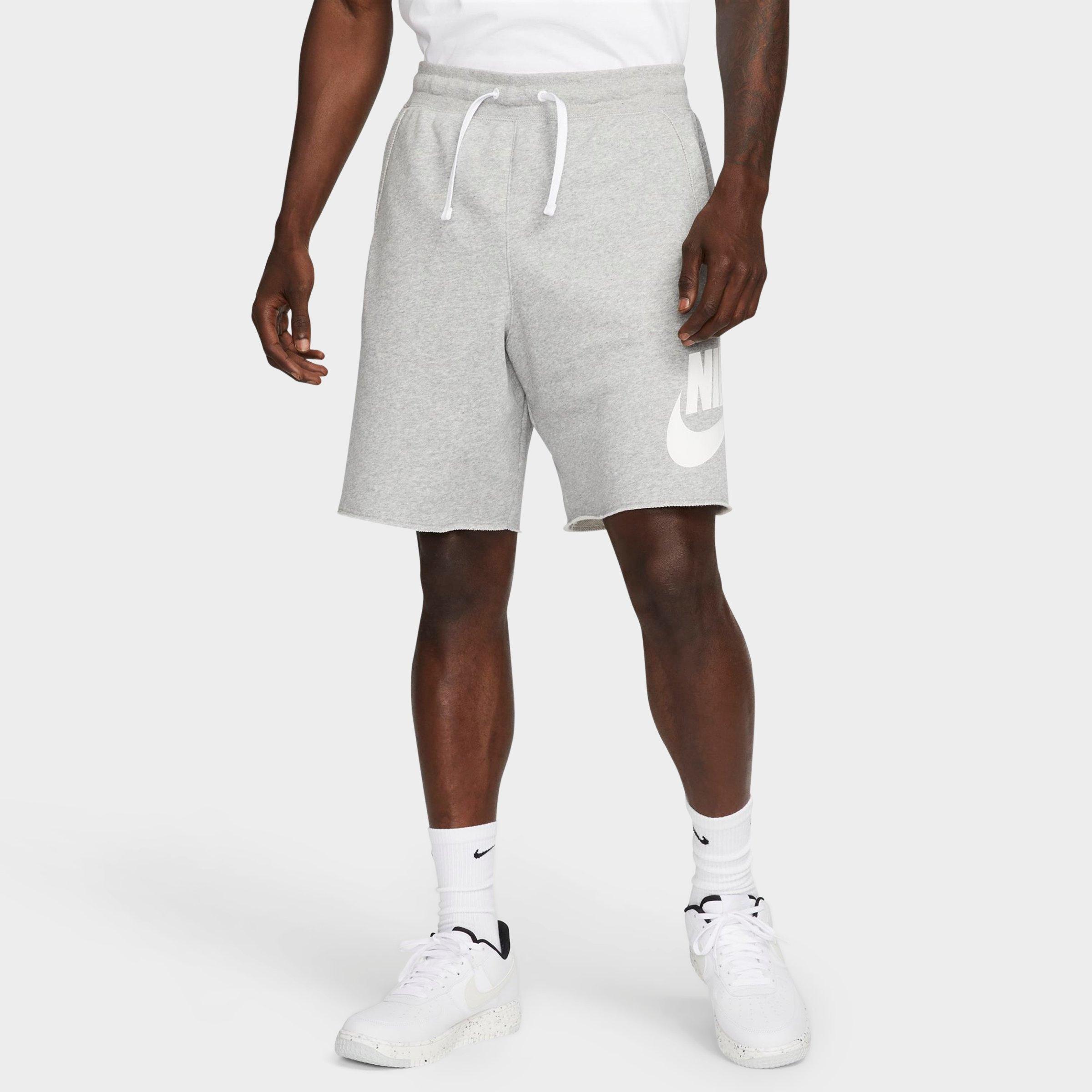 Shop Nike Men's Club Alumni Graphic French Terry Shorts In Dark Grey Heather/white/white