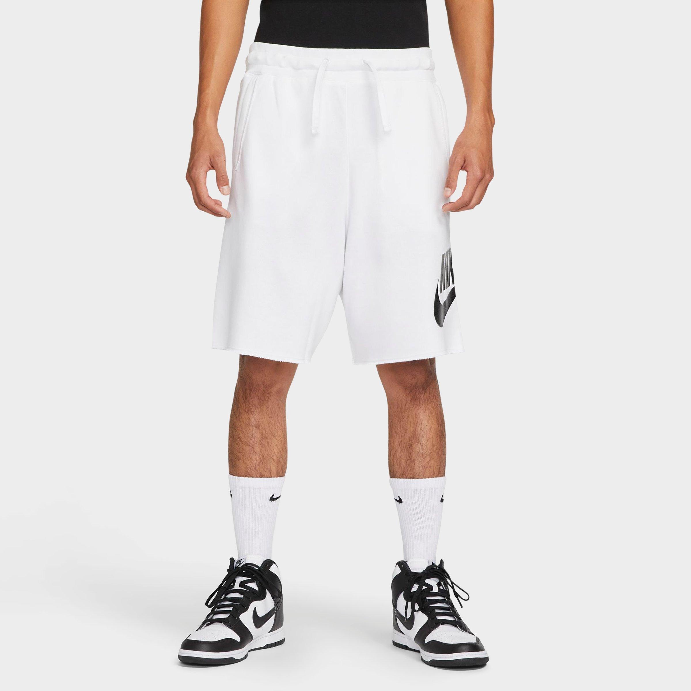 Nike Men's Club Alumni Graphic French Terry Shorts in White/White Size Small Cotton/Polyester/Rayon