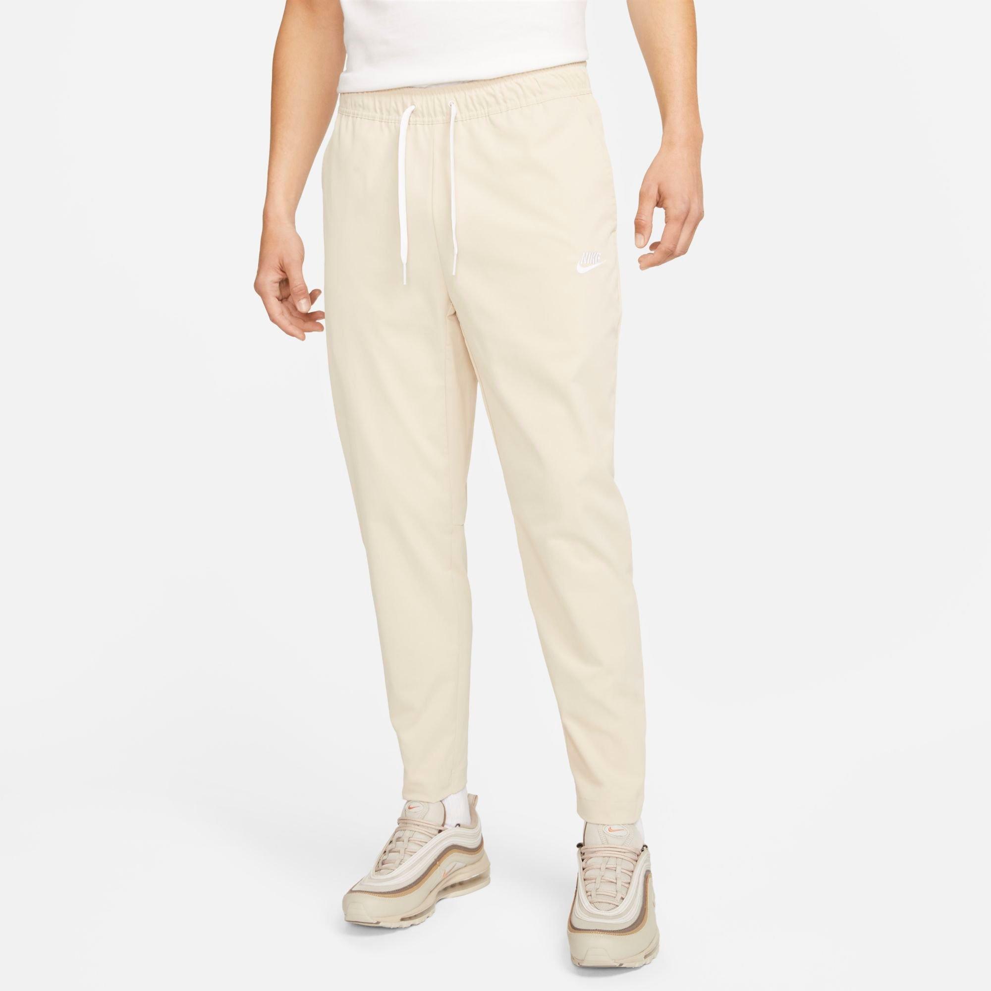 Nike Men's Club Woven Tapered Pants in Off-White/Sanddrift Size Small 100% Polyester/Twill