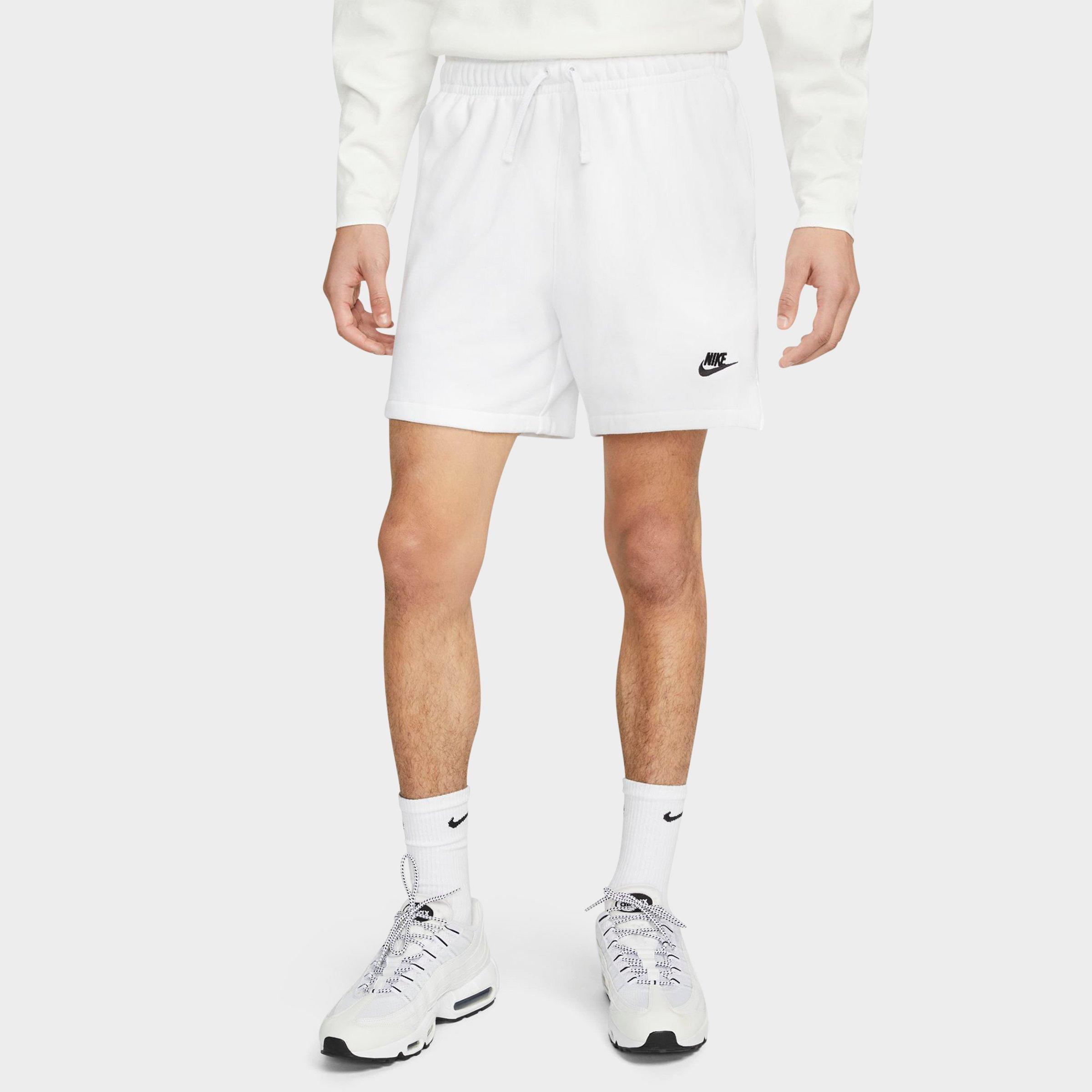 Nike Men's Club Fleece French Terry Flow Shorts In White/white/black