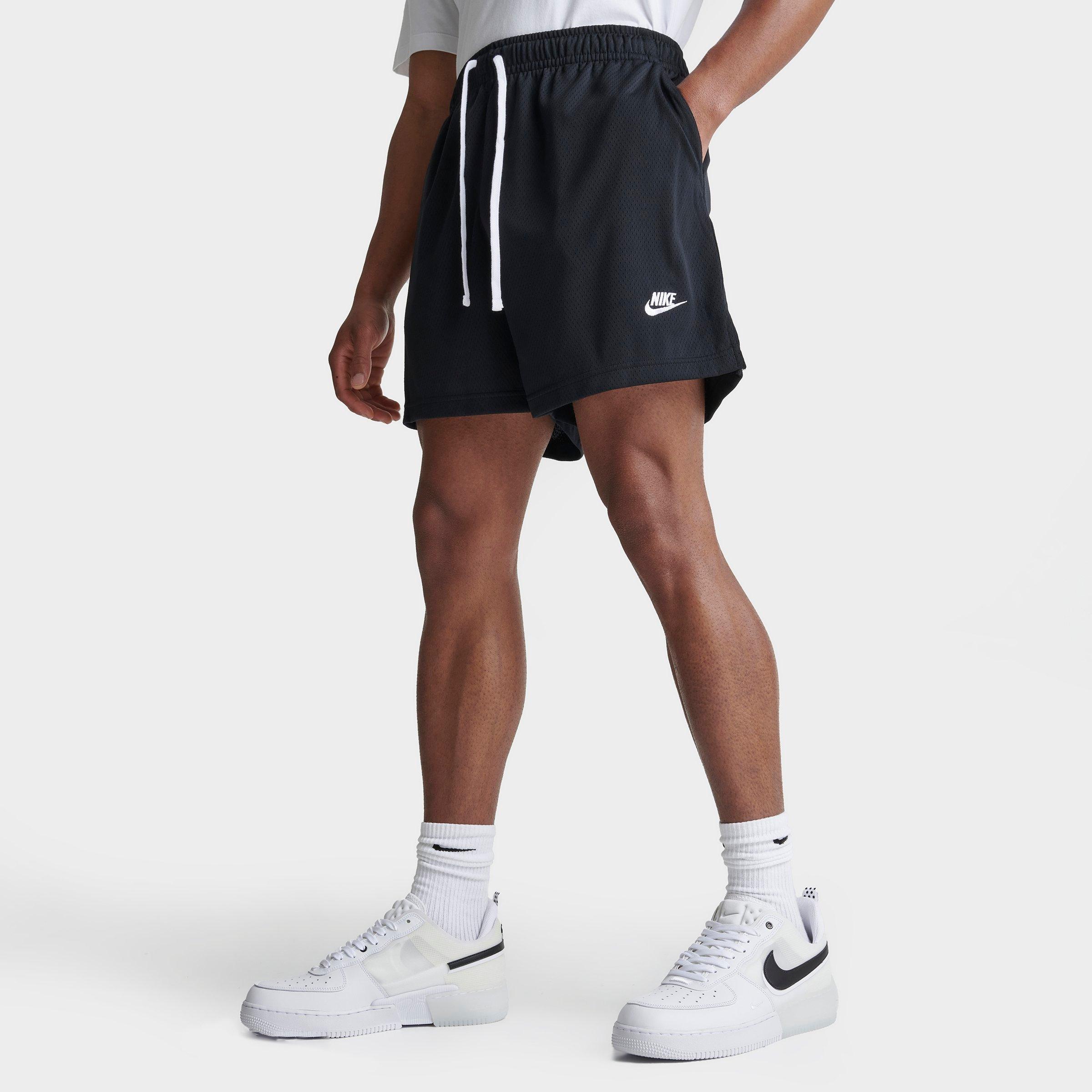 Nike Club Straight-leg Logo-embroidered Cotton-jersey Drawstring Shorts In Black/white