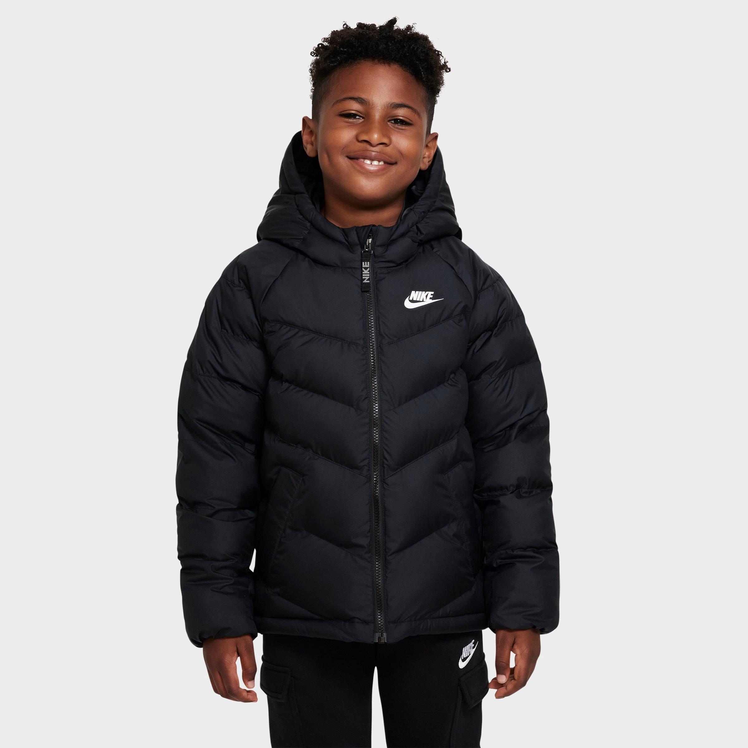 Nike Kids' Hooded Puffer Jacket In Black/black/white