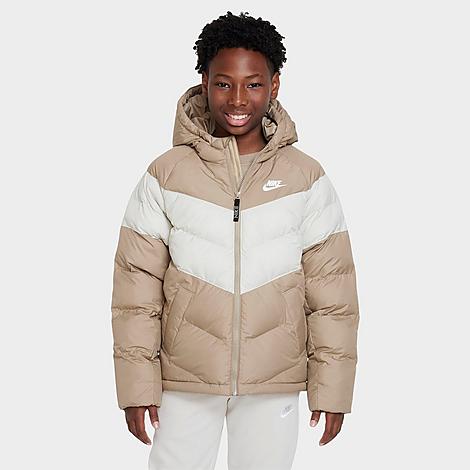 Sportswear Big Kids' Synthetic-fill Hooded Jacket In Khaki/light Bone/white