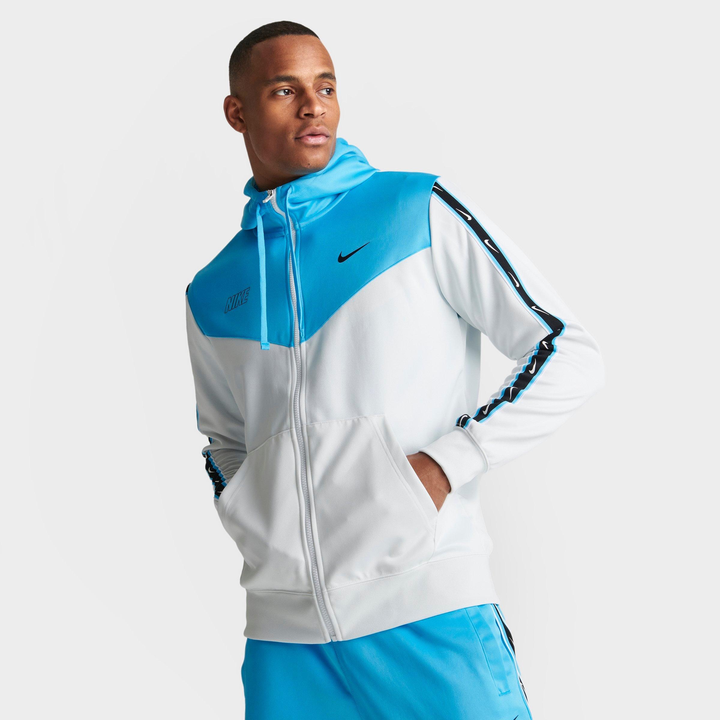 Nike Men's Sportswear Repeat Full-zip Hoodie In Summit White/baltic Blue/black