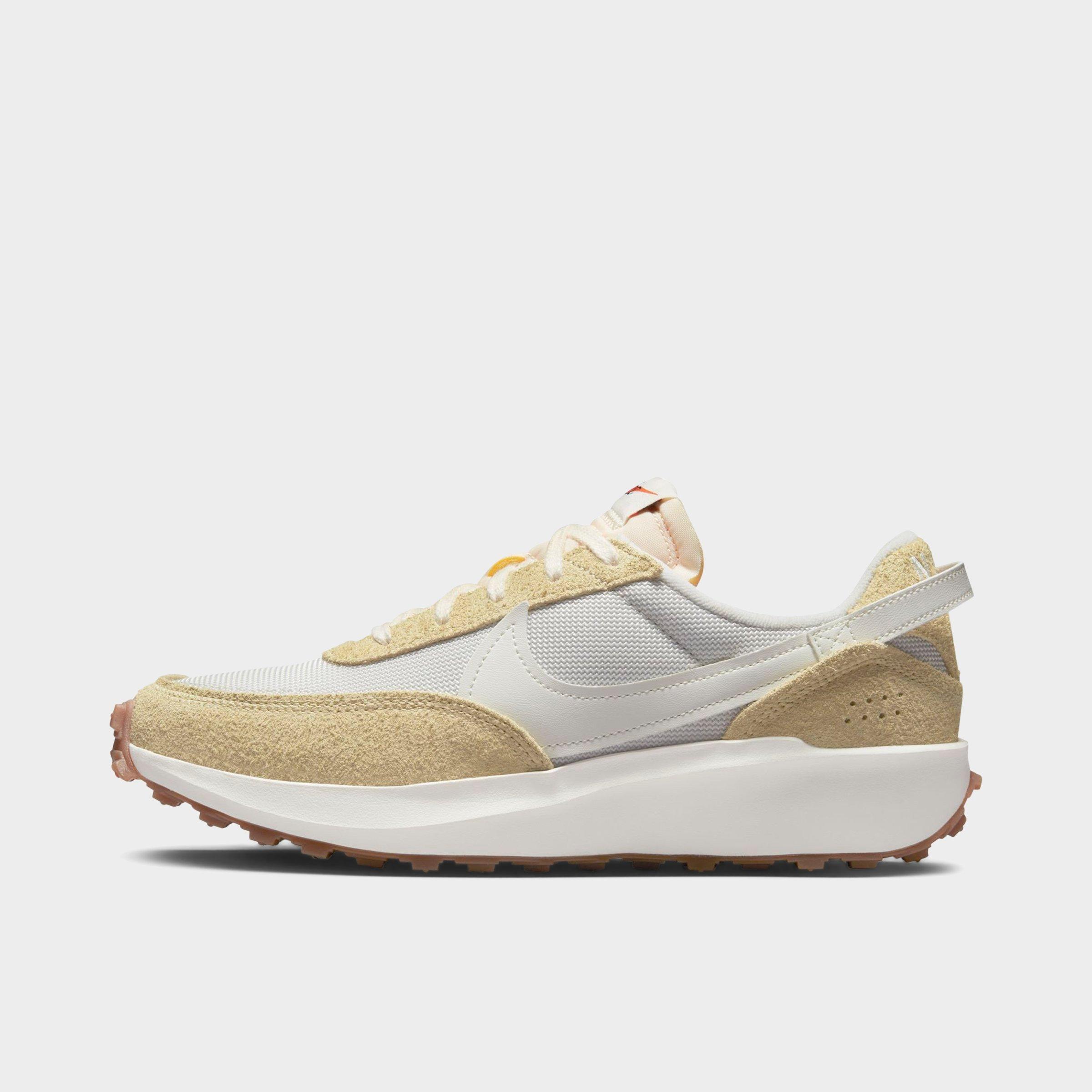 Nike Women's Waffle Debut Casual Shoes In Light Bone/sail/team Gold/gum Medium Brown/black/team Orange