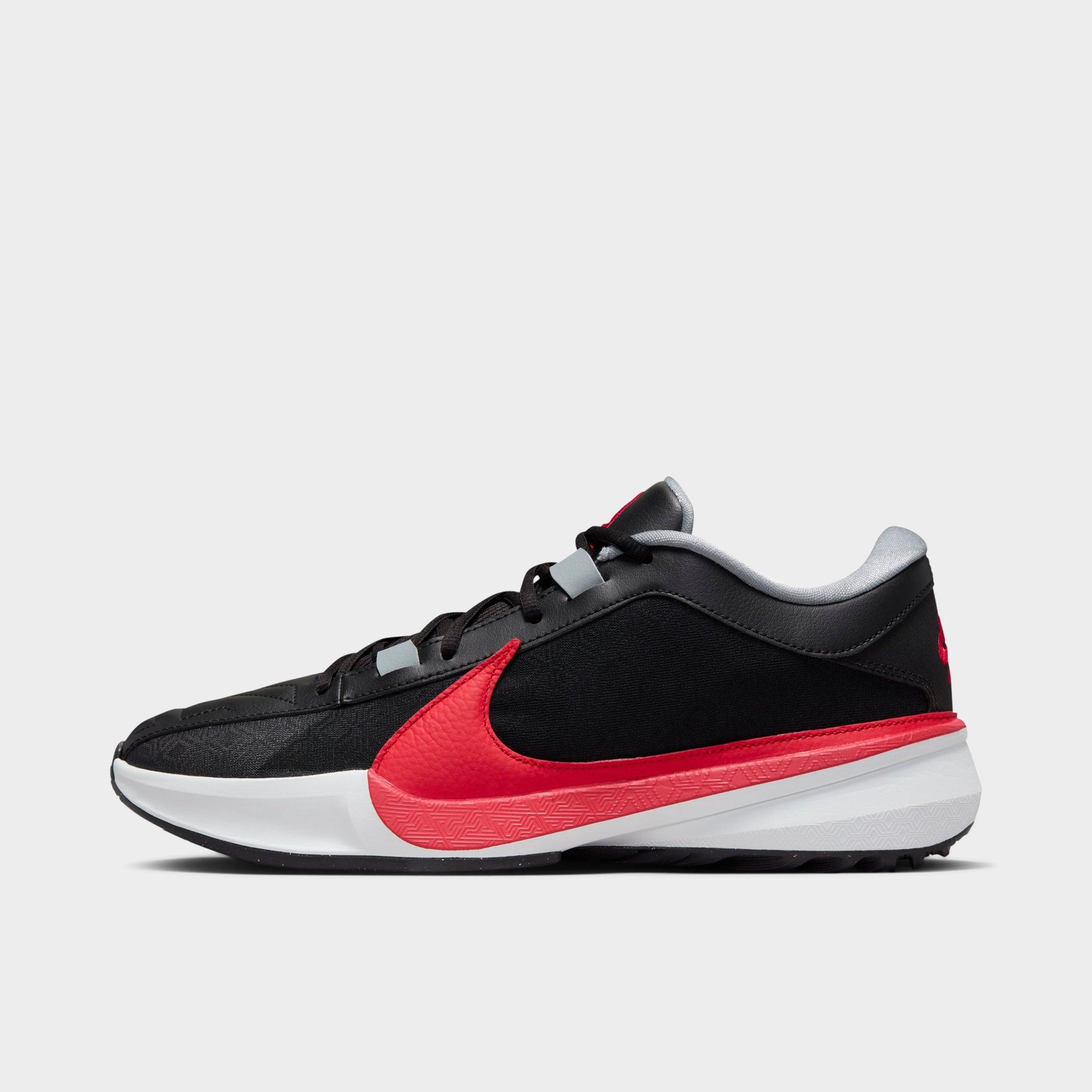 Nike Men's Giannis Zoom Freak 5 Basketball Shoes in Black/University Red/Pure Platinum Size: 7.5