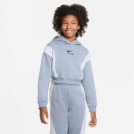 NIKE NIKE GIRLS' AIR FRENCH TERRY CROPPED PULLOVER HOODIE