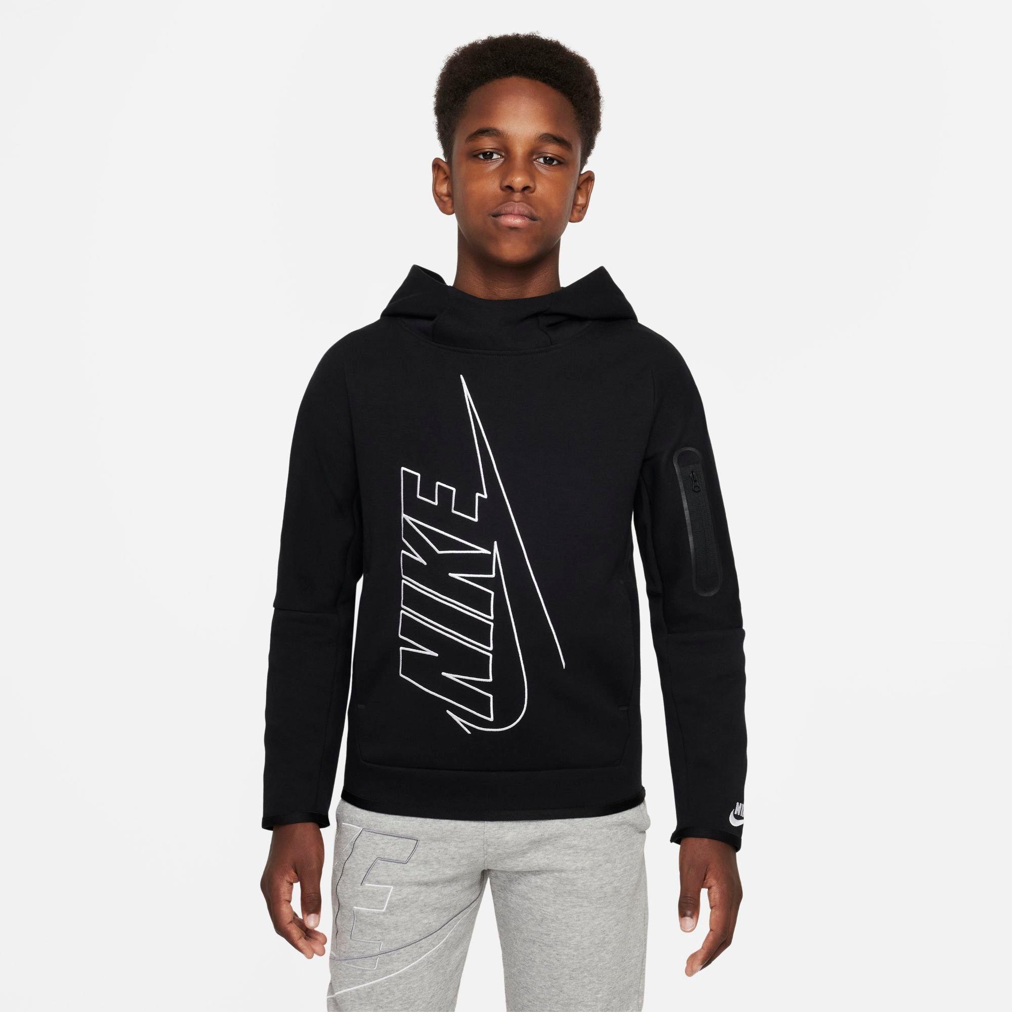 Nike Kids'  Boys' Sportswear Tech Fleece Pullover Hoodie In Black/white