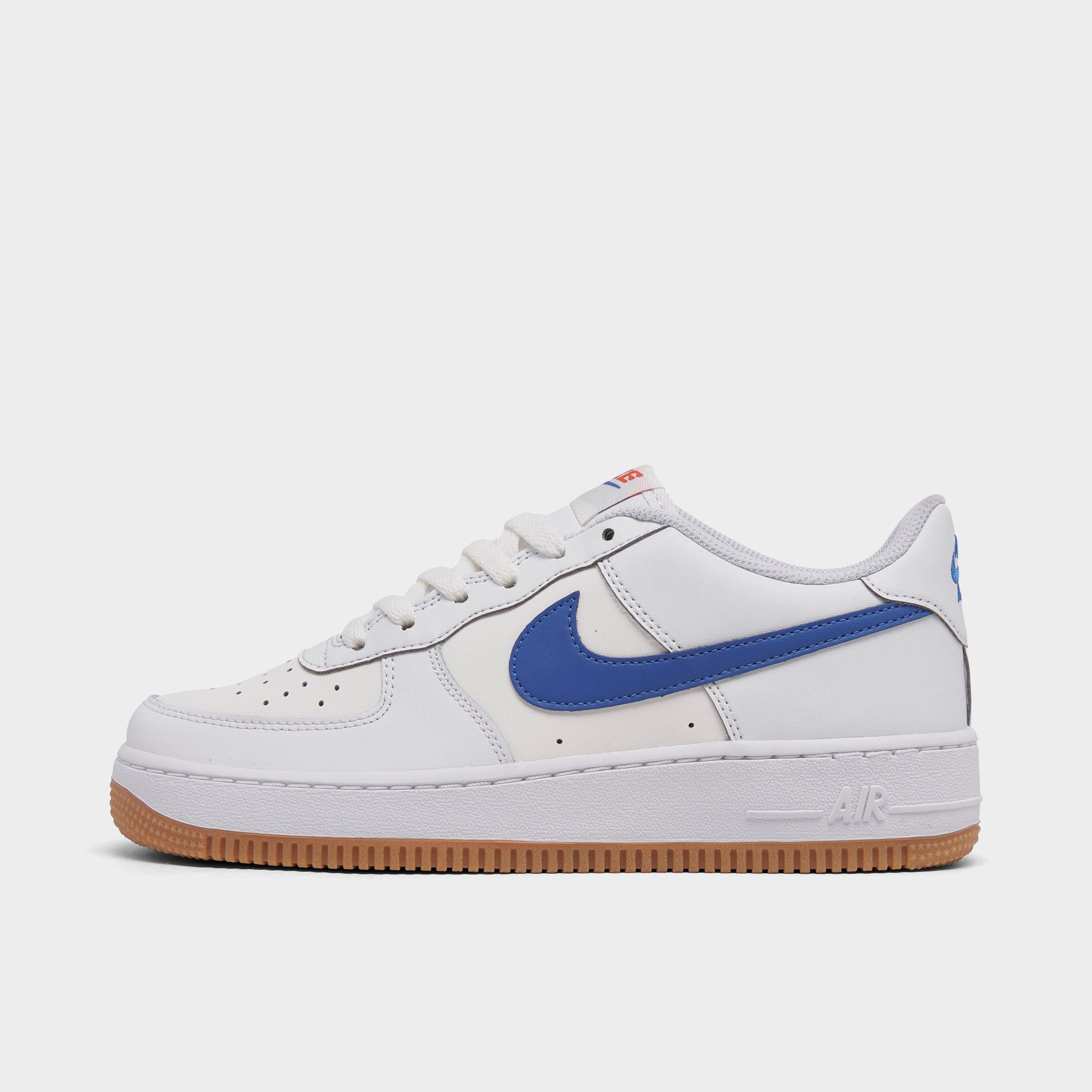 Nike Big Kids' Air Force 1 Low Casual Shoes In White/game Royal/summit White