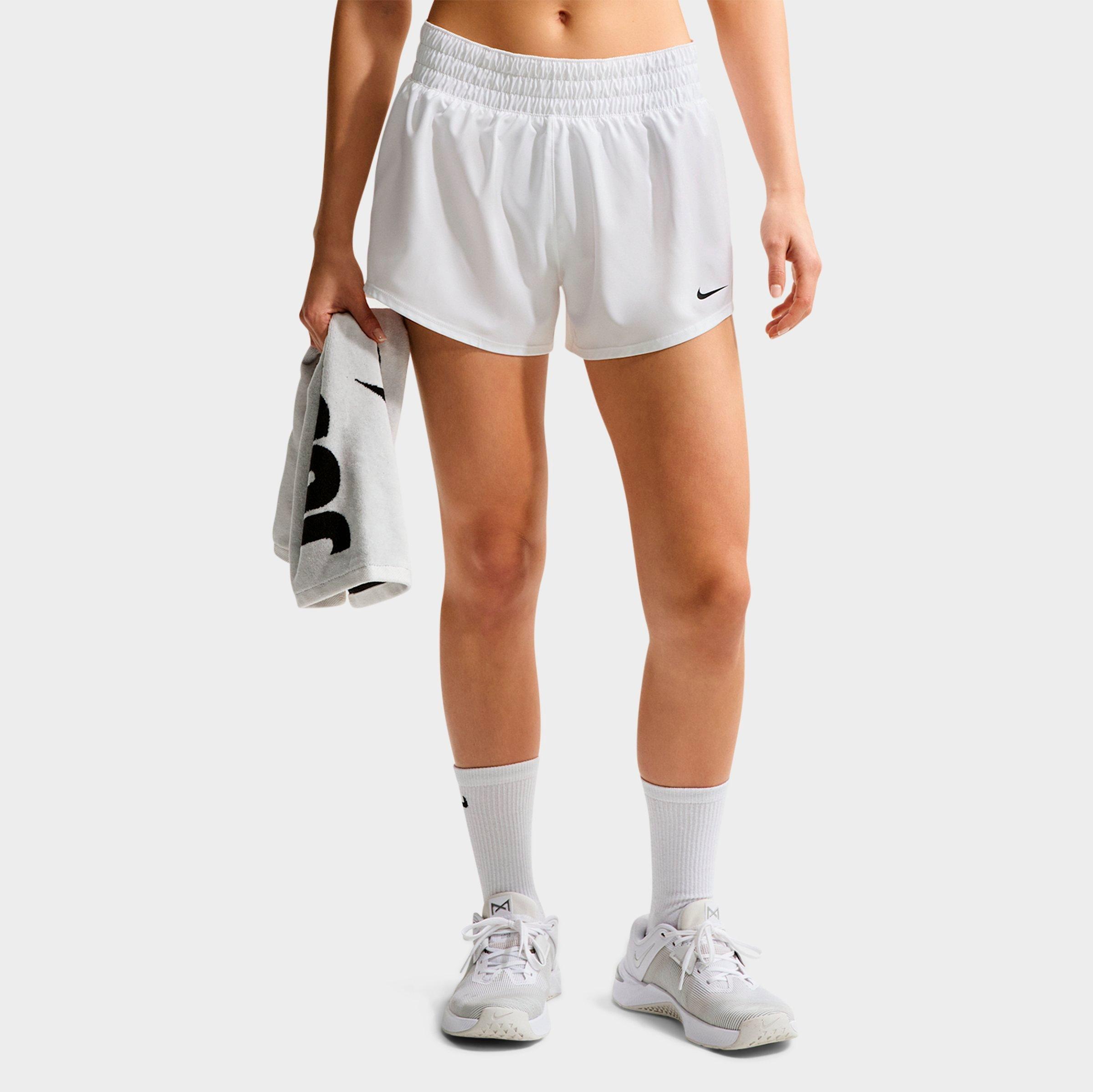 Nike Women's One Dri-FIT Mid-Rise 3" Brief-Lined Shorts in White/Black Size: 2XL