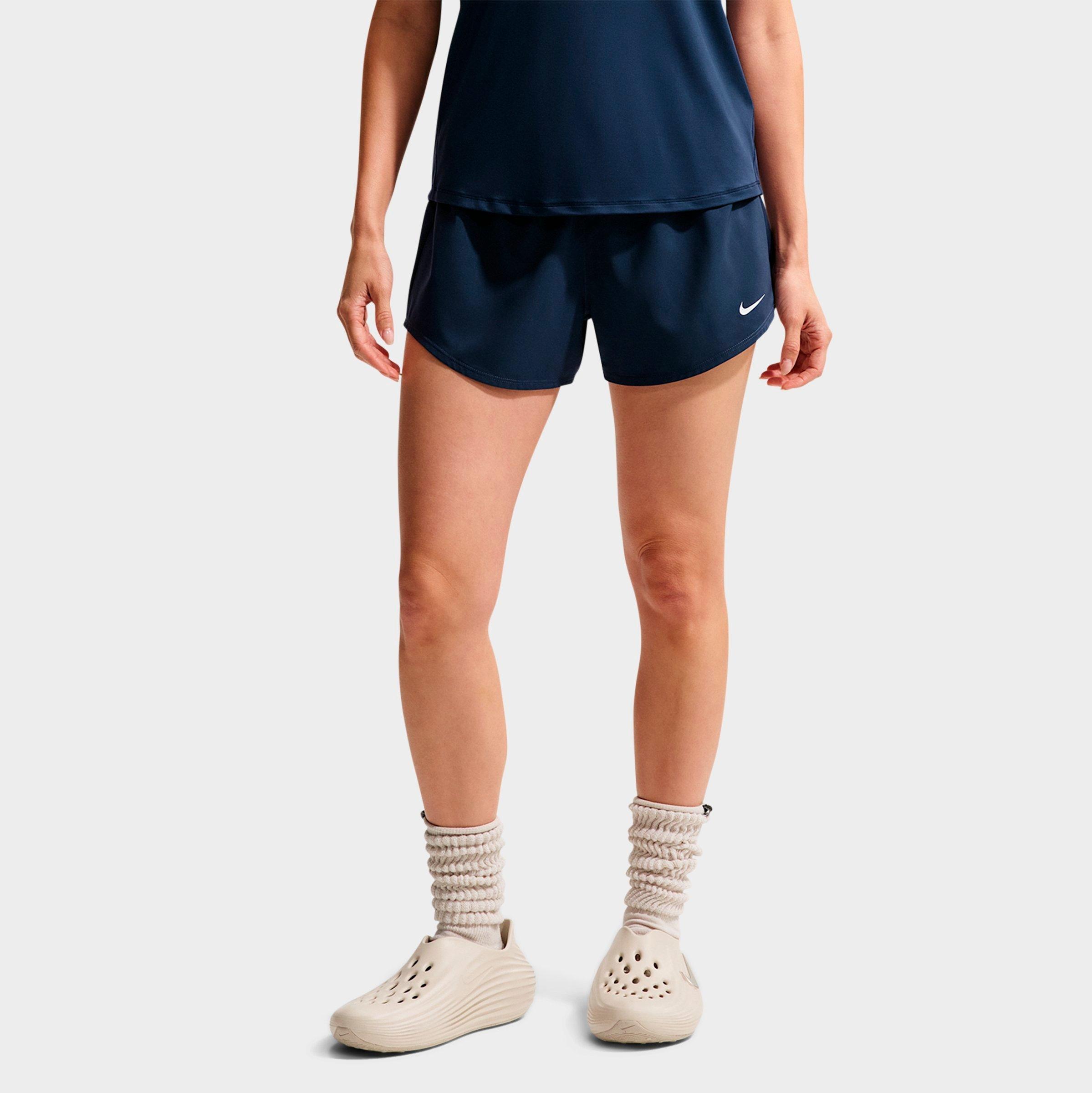Nike Women's One Dri-FIT Mid-Rise 3" Brief-Lined Shorts in Midnight Navy/White Size: Medium