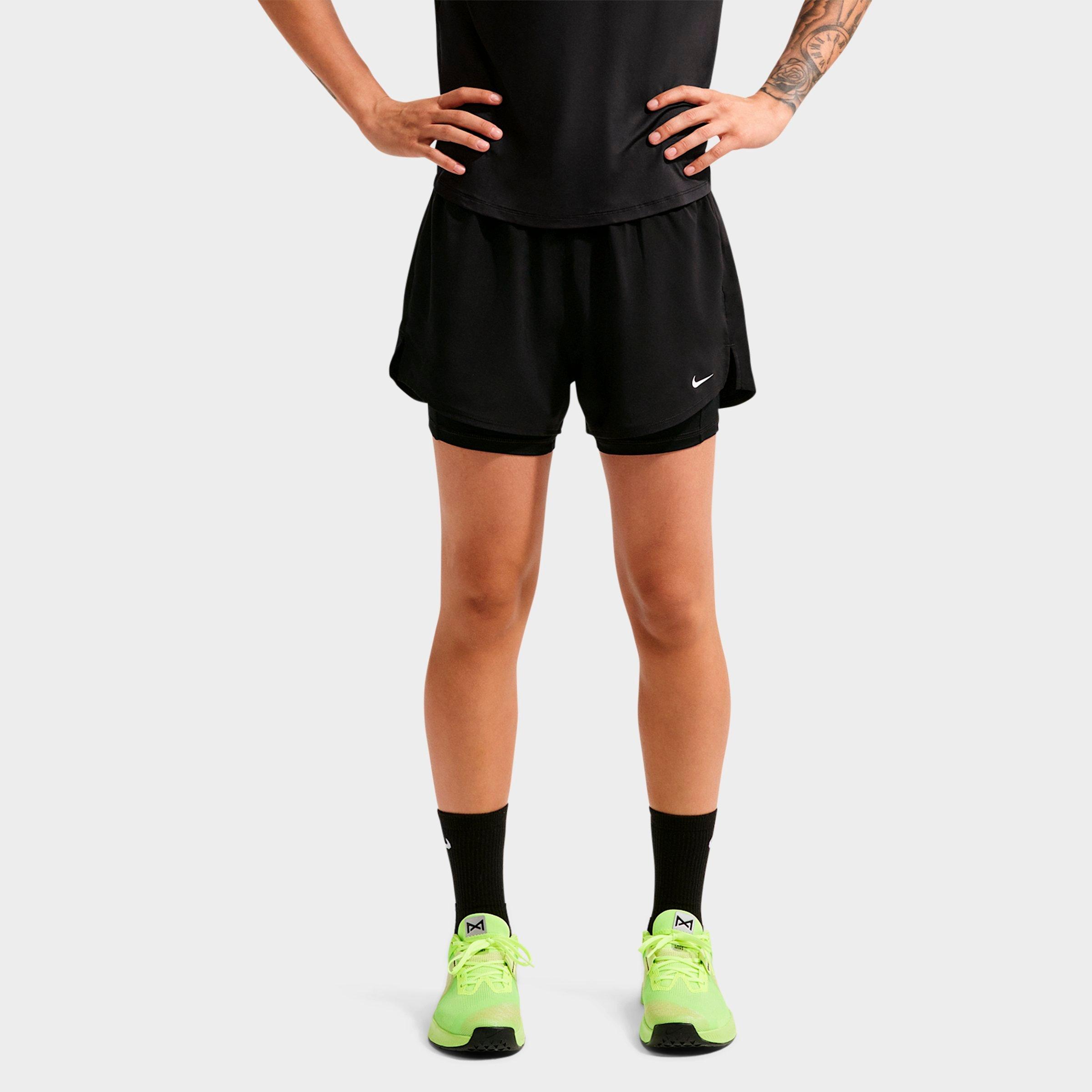 Nike Women's One Fitted Dri-FIT High-Waisted 3-Inch 2-in-1 Shorts in Black/White Size: XL