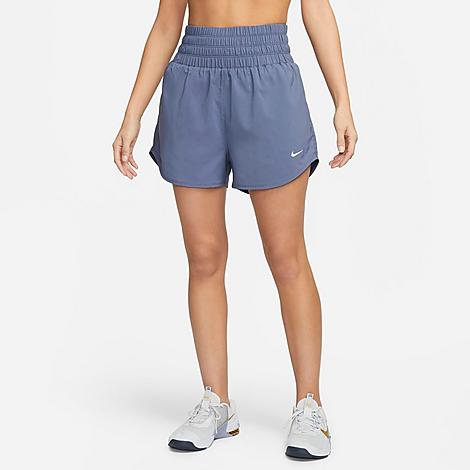 Shop Nike Women's One Dri-fit Ultra High-waisted 3-inch Brief-lined Shorts In Diffused Blue/reflective Silver