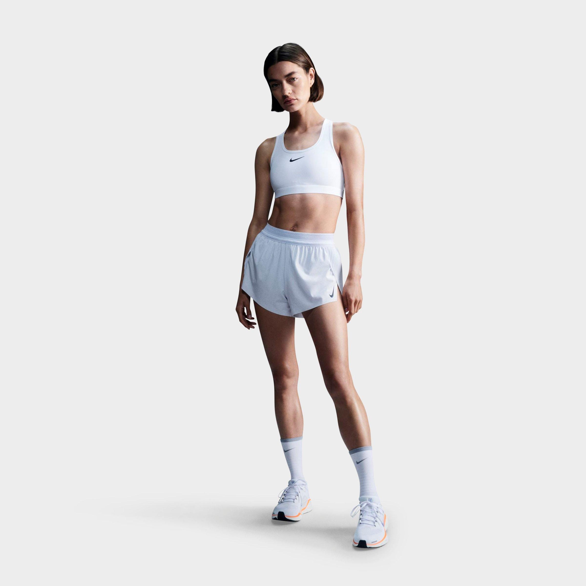 Nike Women's Swoosh Medium Support Sports Bra In White/stone Mauve/black