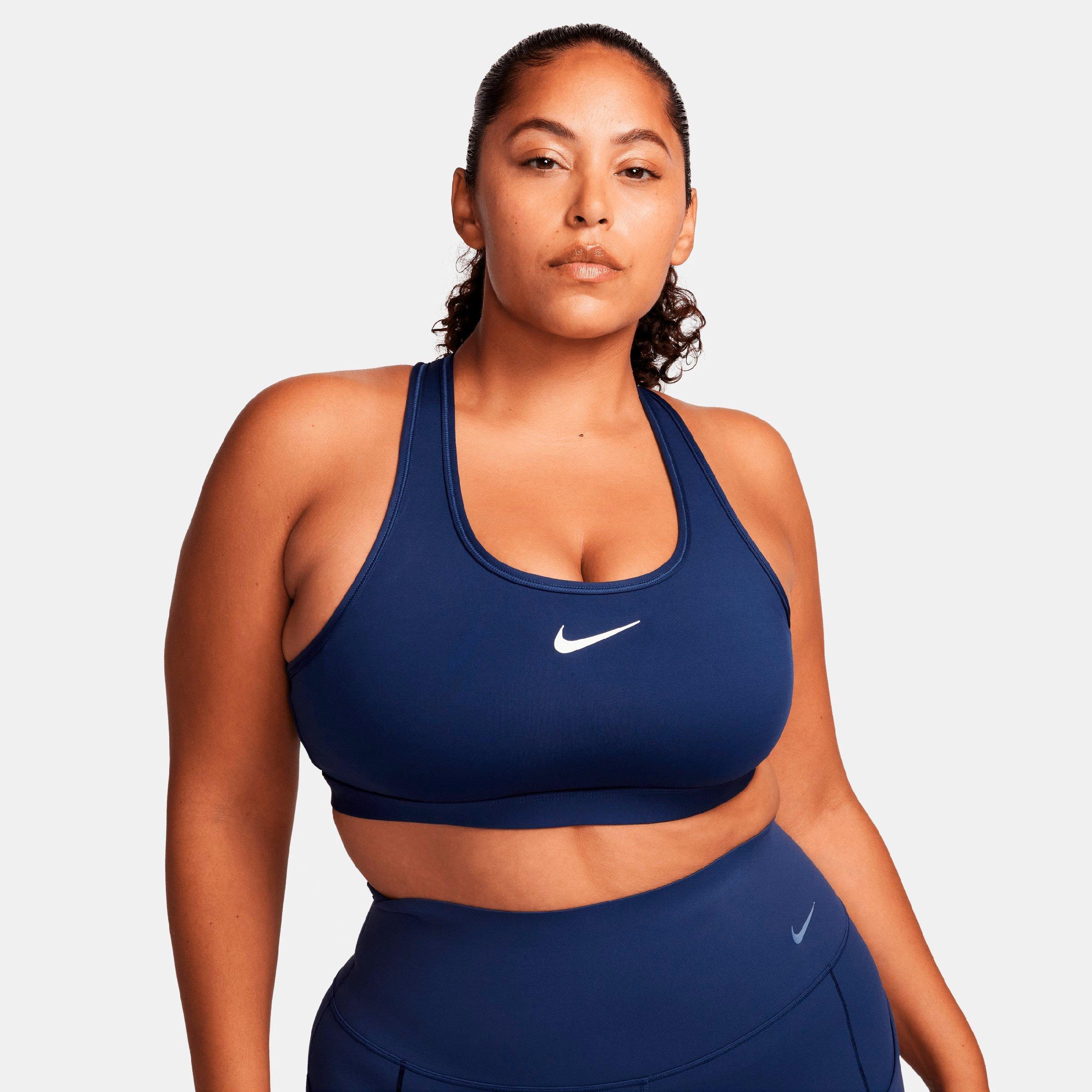 Nike Women's Swoosh Medium Support Sports Bra in Midnight Navy/White Size: 2XS