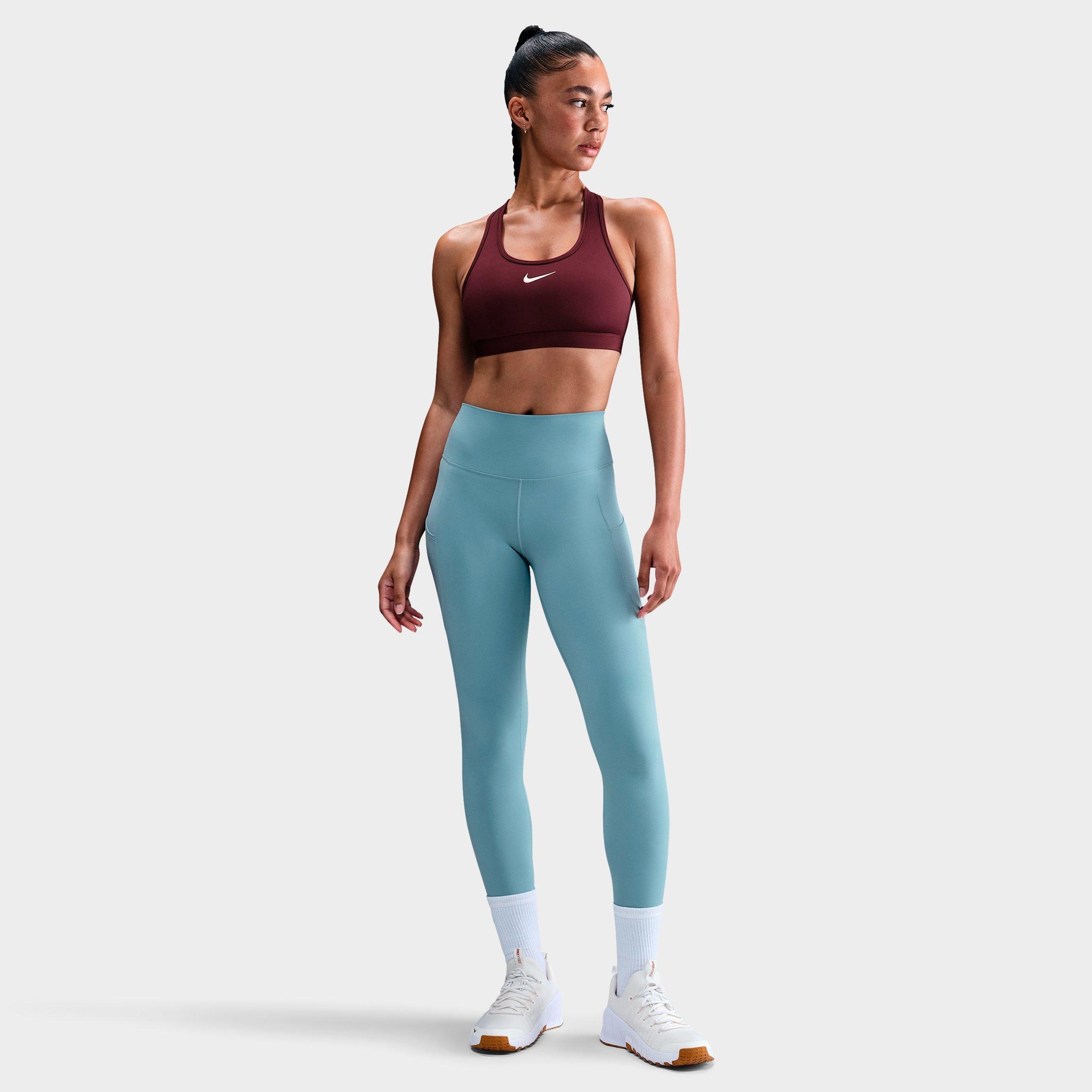 Nike Women's Swoosh Medium Support Sports Bra in Burgundy Crush/White Size: 2XS
