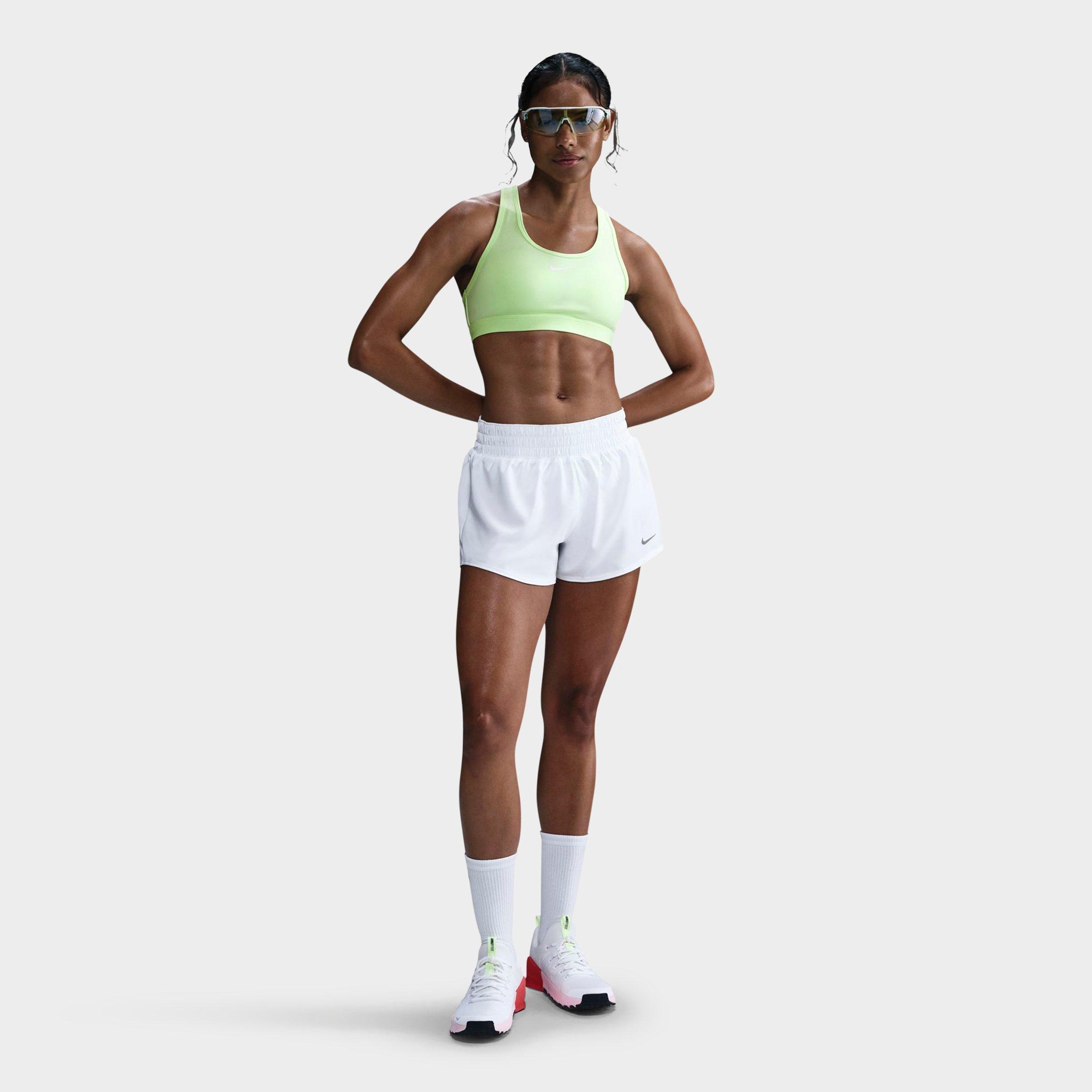 Nike Women's Swoosh Medium Support Sports Bra in BARELY VOLT/WHITE Size: 2XS