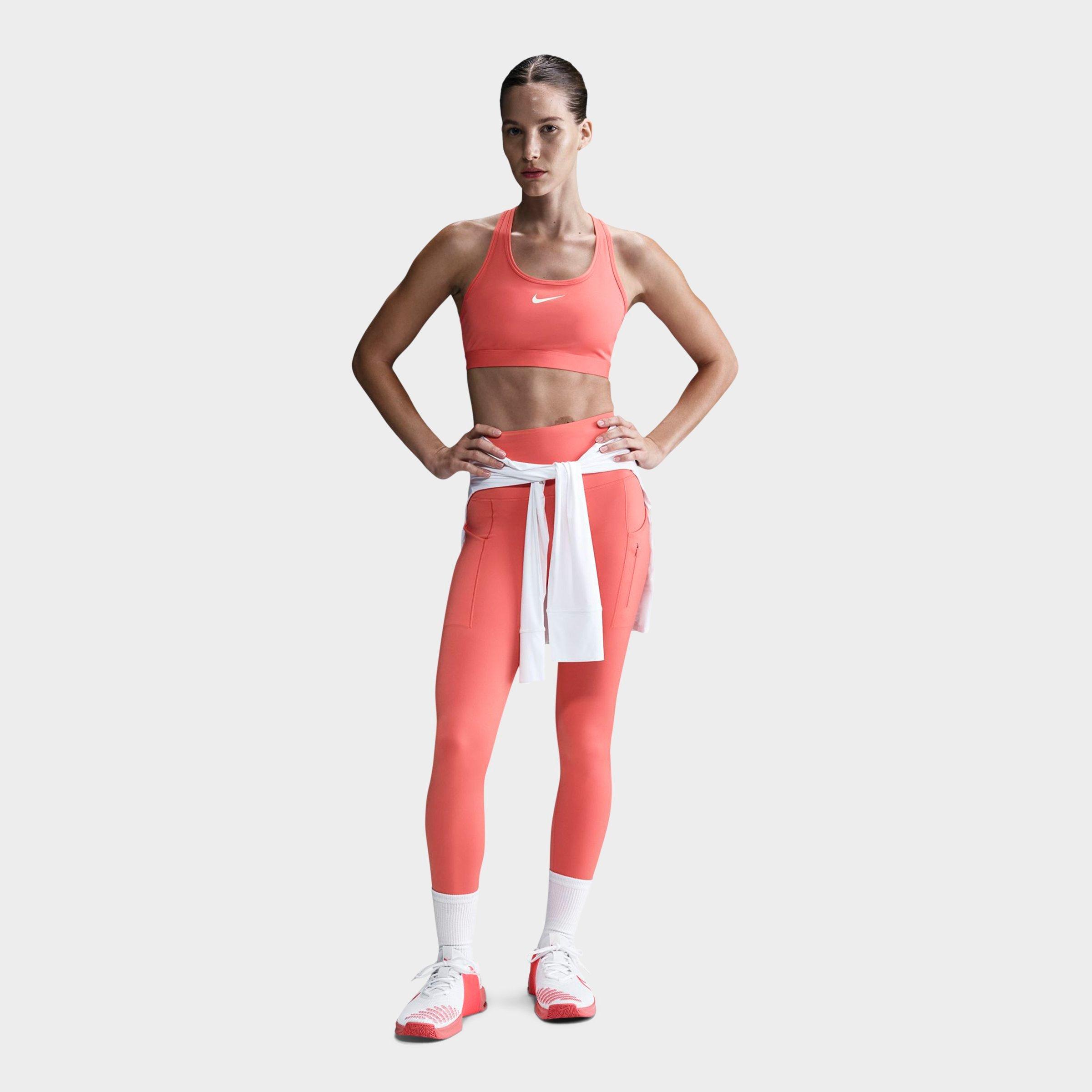 Nike Women's Swoosh Medium Support Sports Bra in Magic Ember/White Size: 2XS