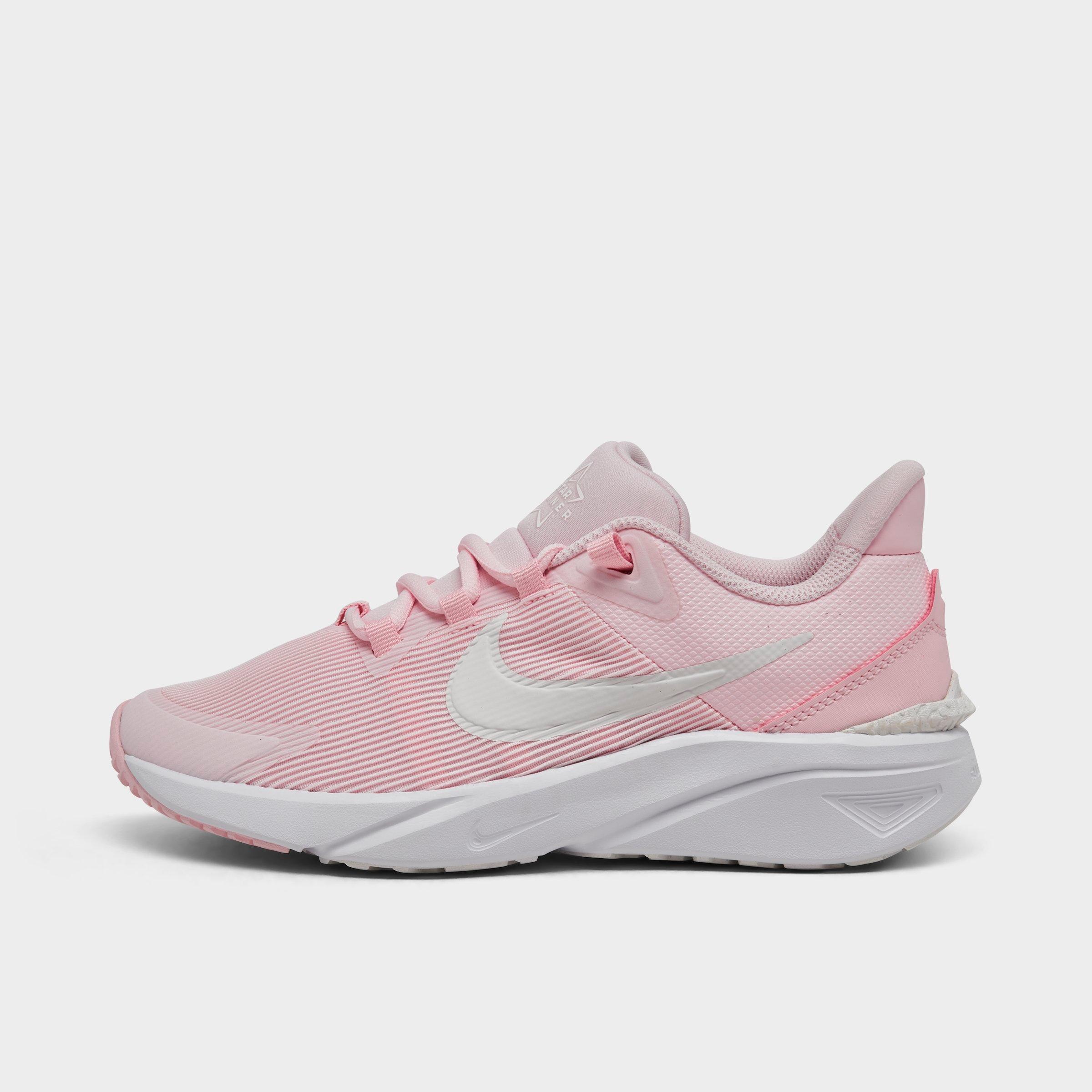 Nike Girls' Big Kids Star Runner 4 Running Shoes in Pink Foam/White/Summit White Size: 3.5