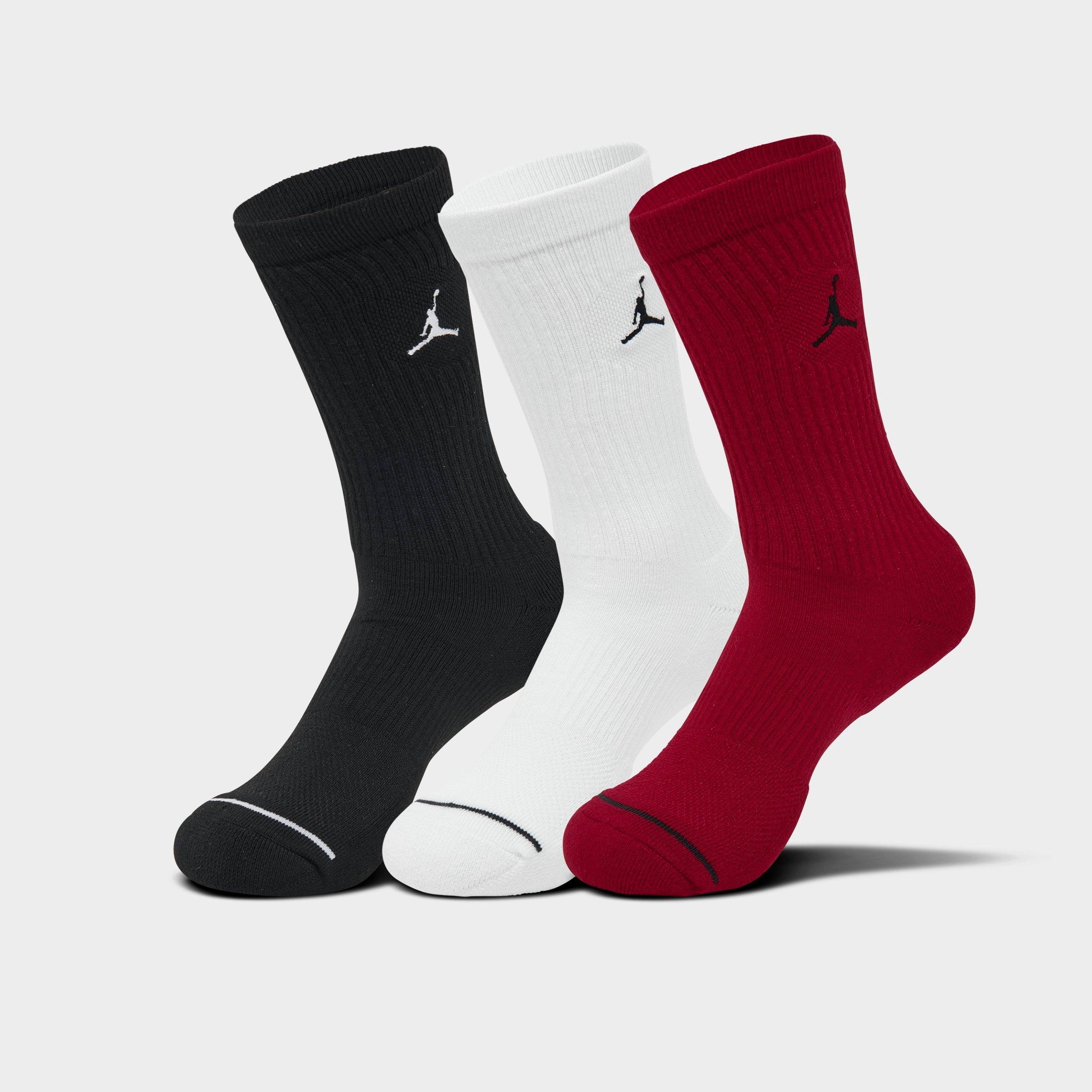 Nike Jordan Men's Everyday Crew Socks (3-pack) In Red/white/black