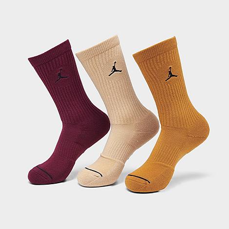 Nike Jordan Men's Everyday Crew Socks (3-pack) In Cherrywood Red/sesame/chutney