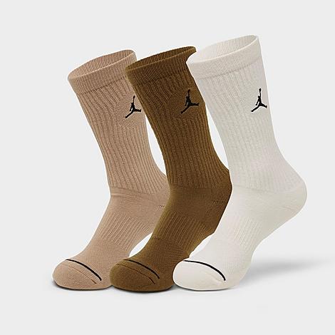 Nike Jordan Men's Everyday Crew Socks (3-pack) In Hemp/light British Tan/sail