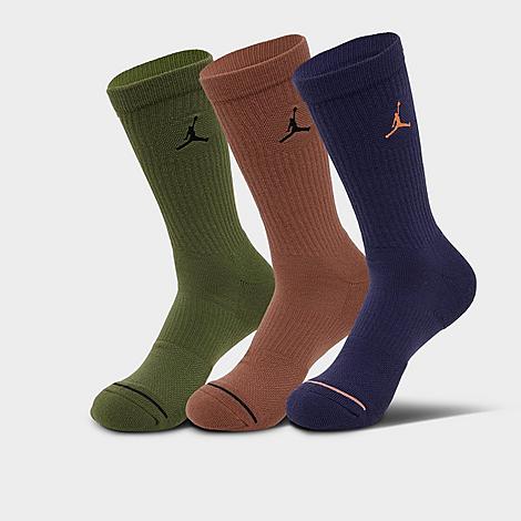 Nike Jordan Men's Everyday Crew Socks (3-pack) In Olive/purple/orange