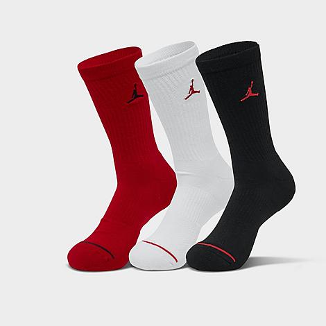Nike Jordan Men's Everyday Crew Socks (3-pack) In Red/white/black